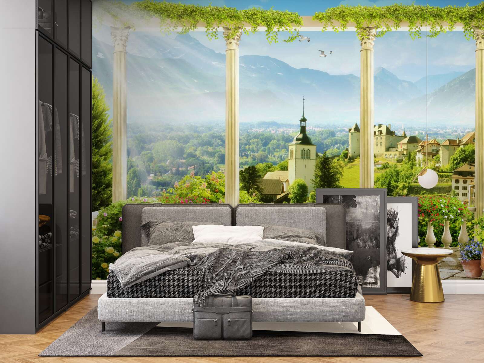 Papier peint vue de l'italie depuis le balcon