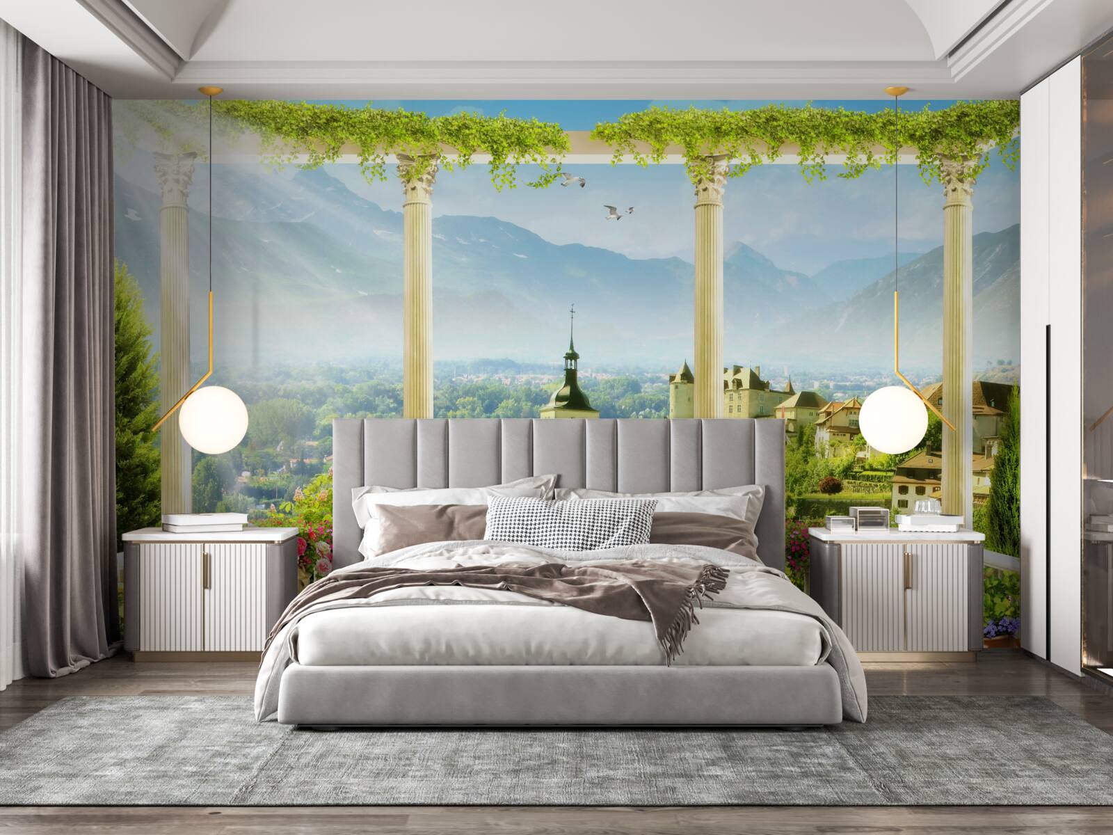 Papier peint vue de l'italie depuis le balcon