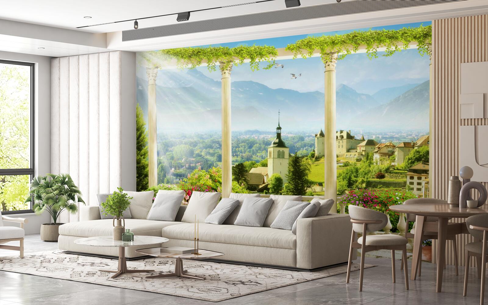 Papier peint vue de l'italie depuis le balcon