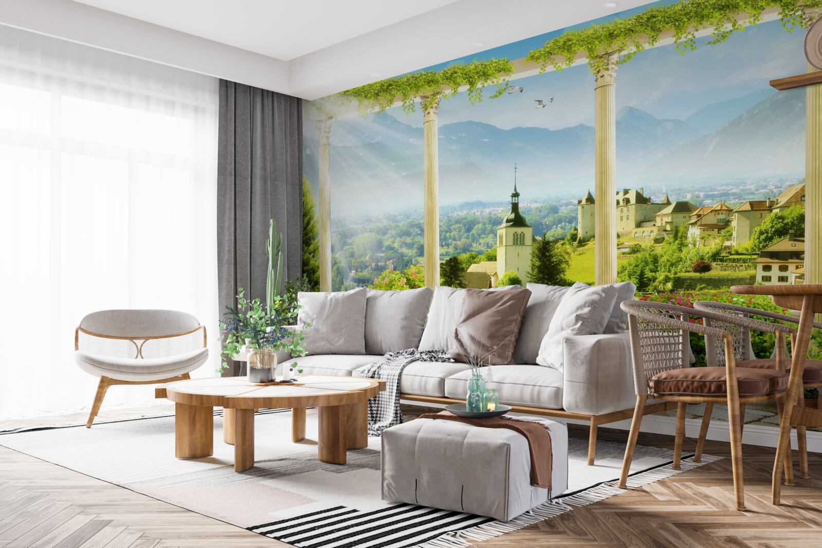 Papier peint vue de l'italie depuis le balcon