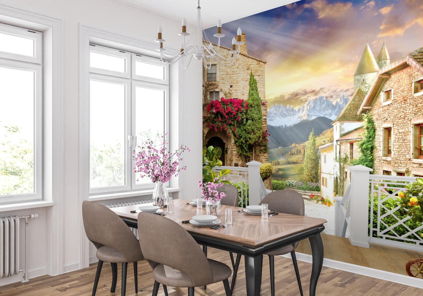 Papier peint véranda de style provençal