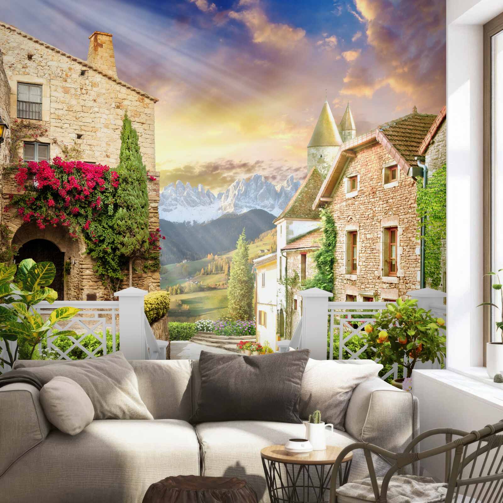 Papier peint véranda de style provençal