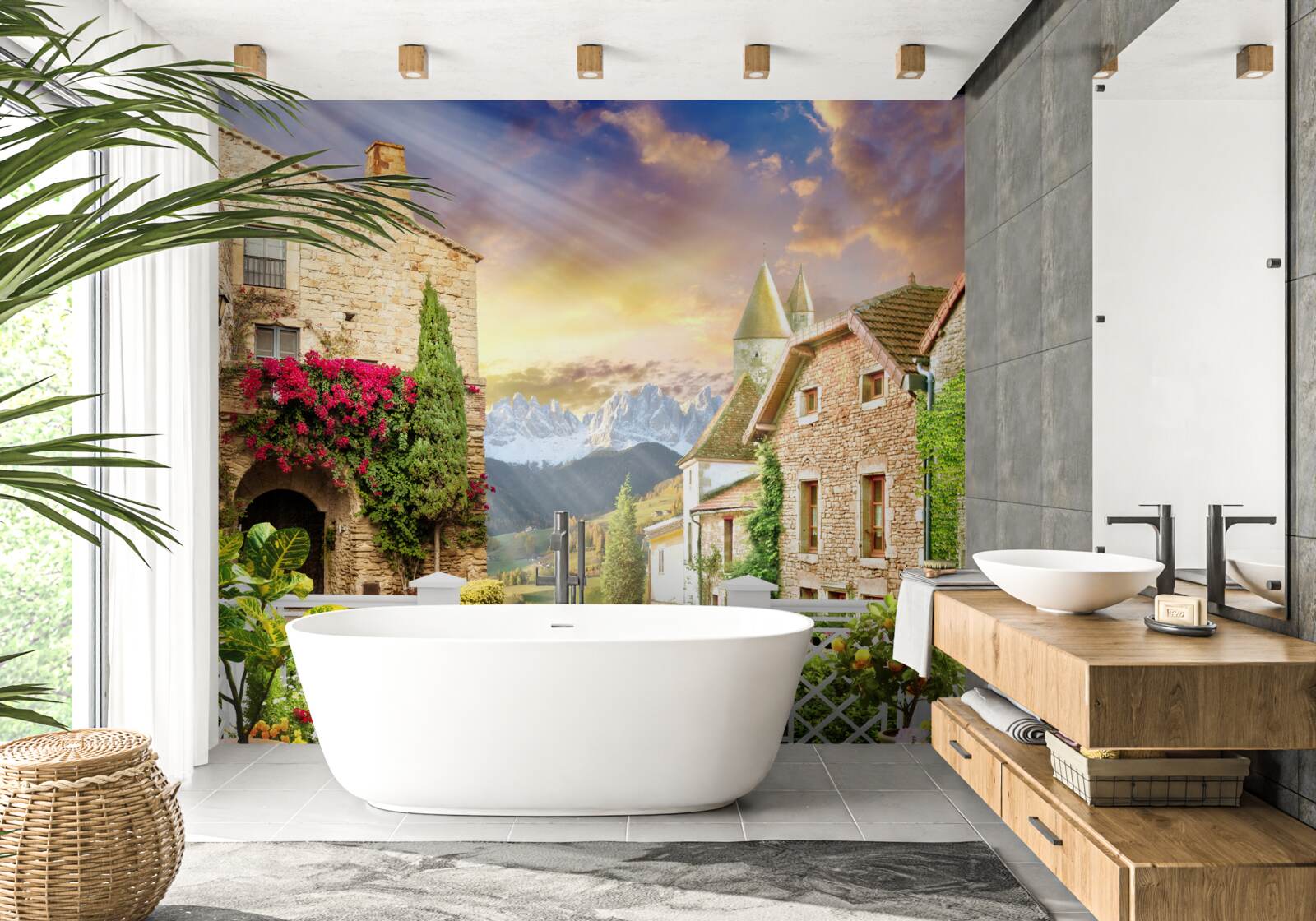 Papier peint véranda de style provençal