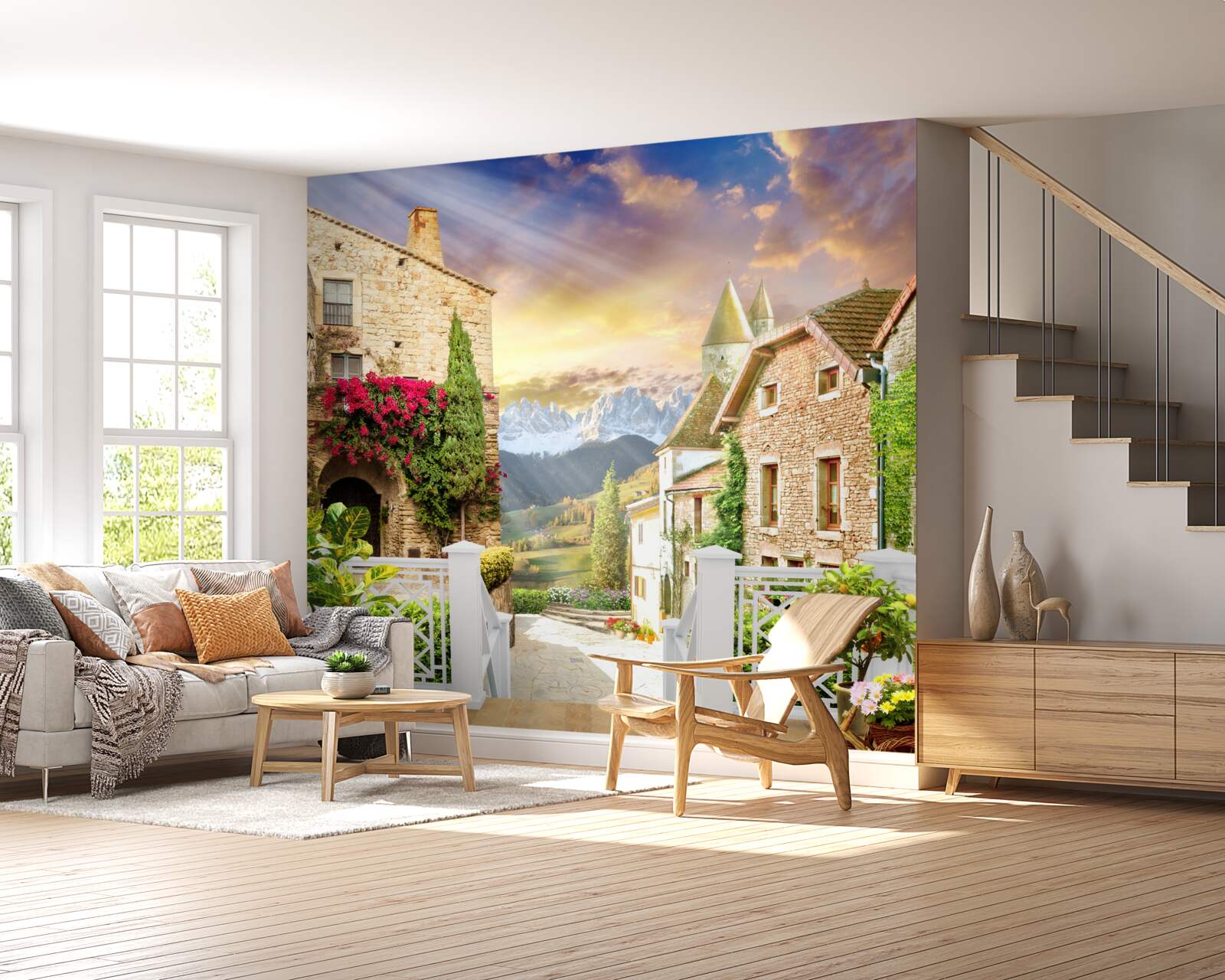 Papier peint véranda de style provençal