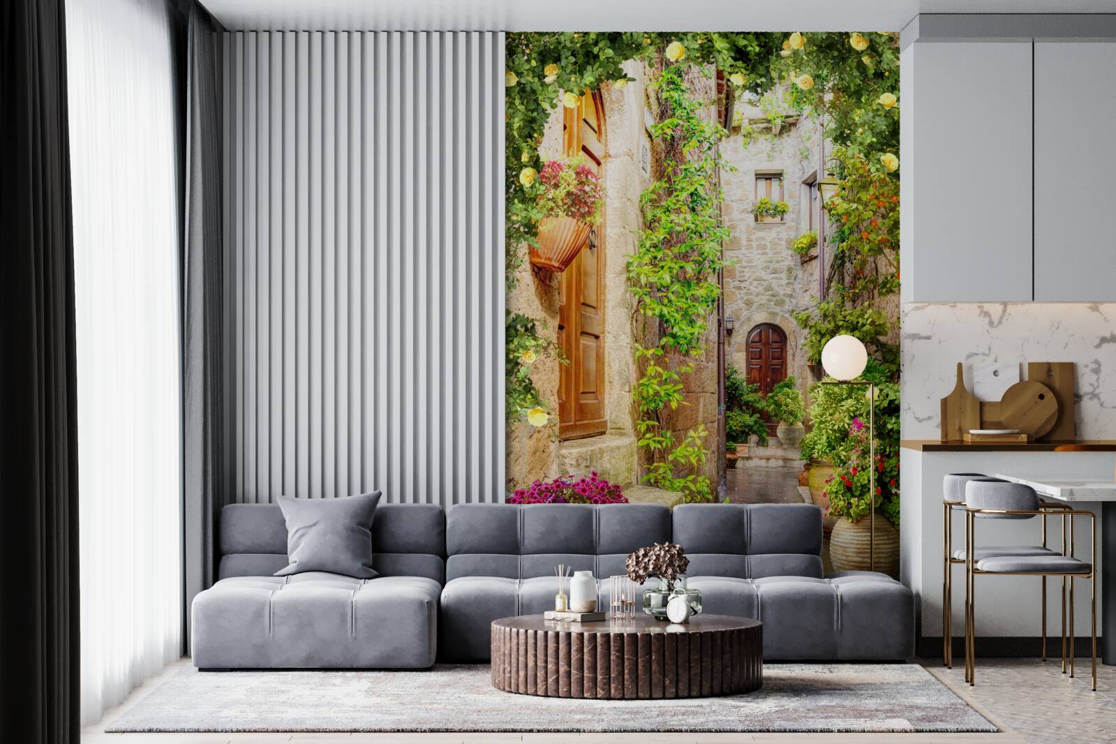 Papier peint rue étroite de la ville