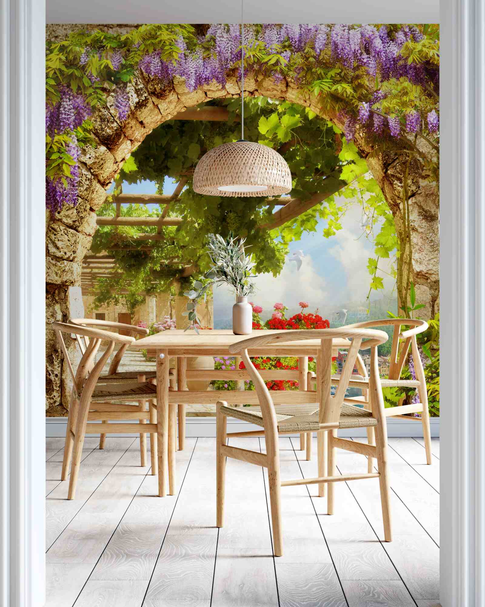 Papier peint les fleurs ont envahi toute la terrasse