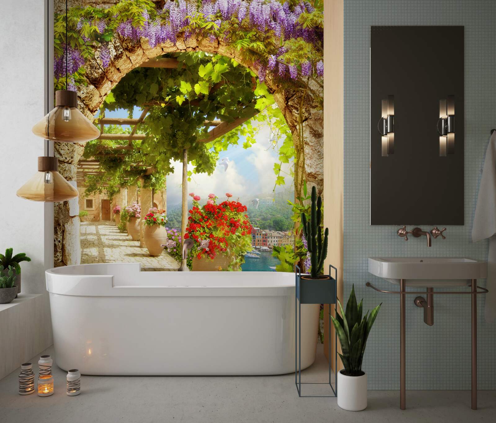 Papier peint les fleurs ont envahi toute la terrasse