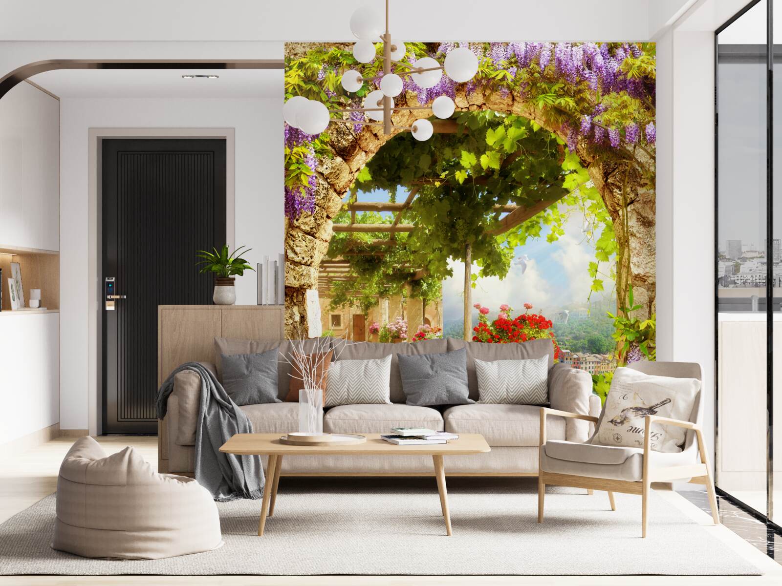 Papier peint les fleurs ont envahi toute la terrasse