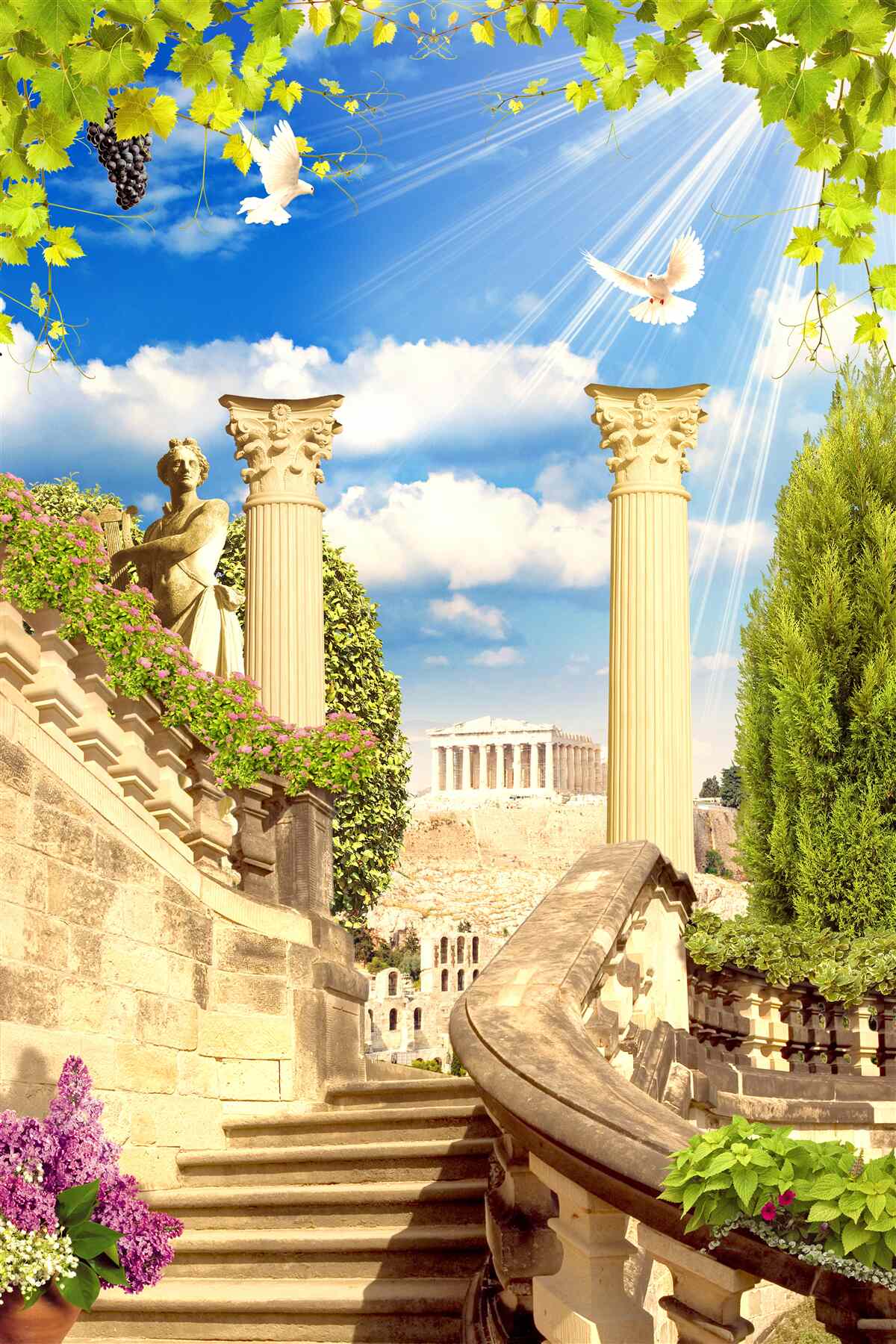 Papier peint Colonnes et sculptures de style grec