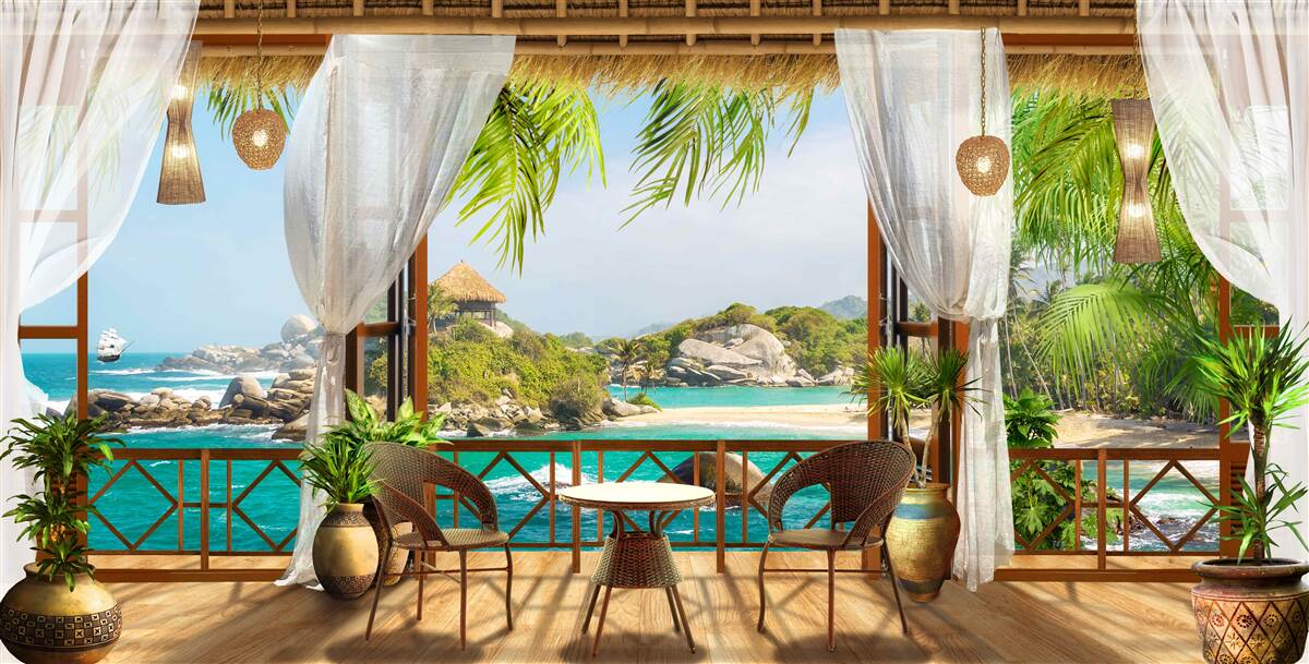 Papier peint véranda sur une île exotique