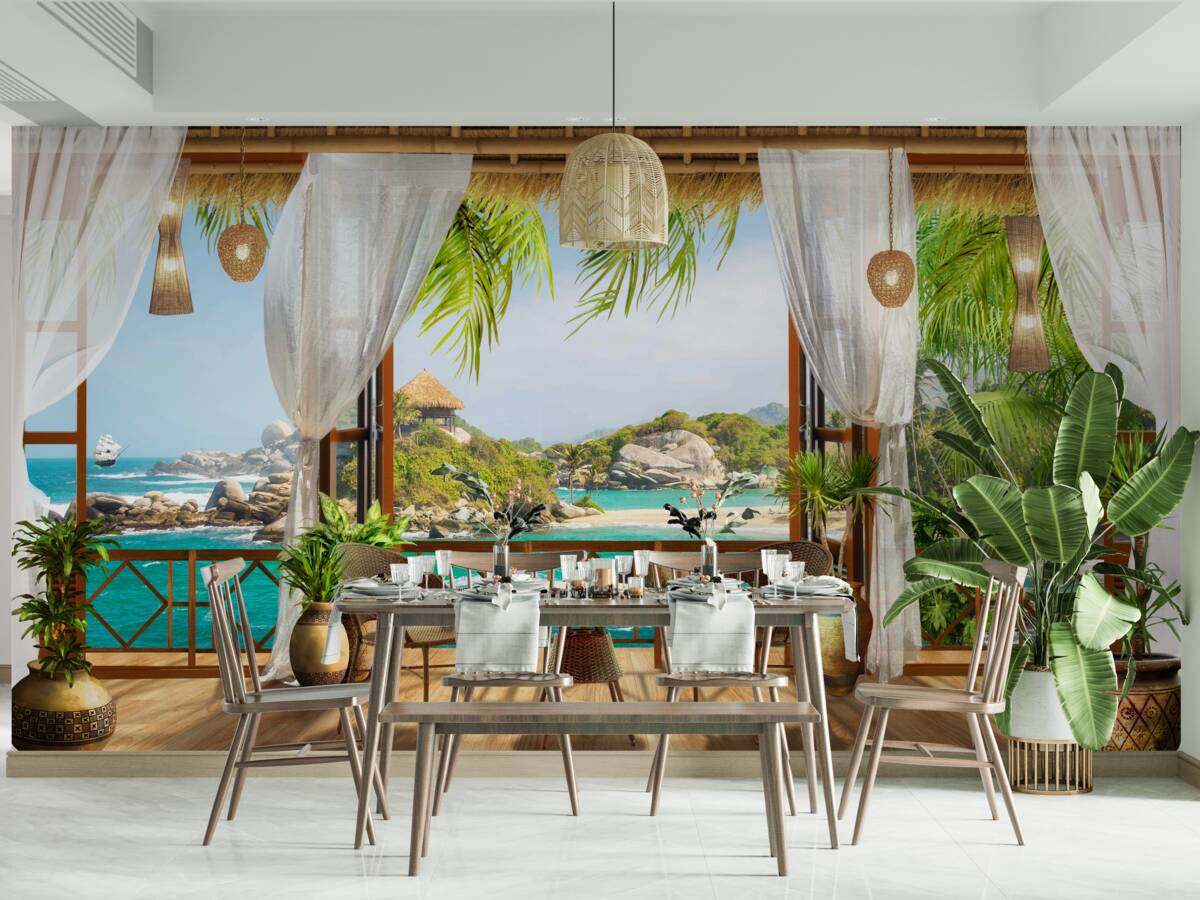 Papier peint véranda sur une île exotique