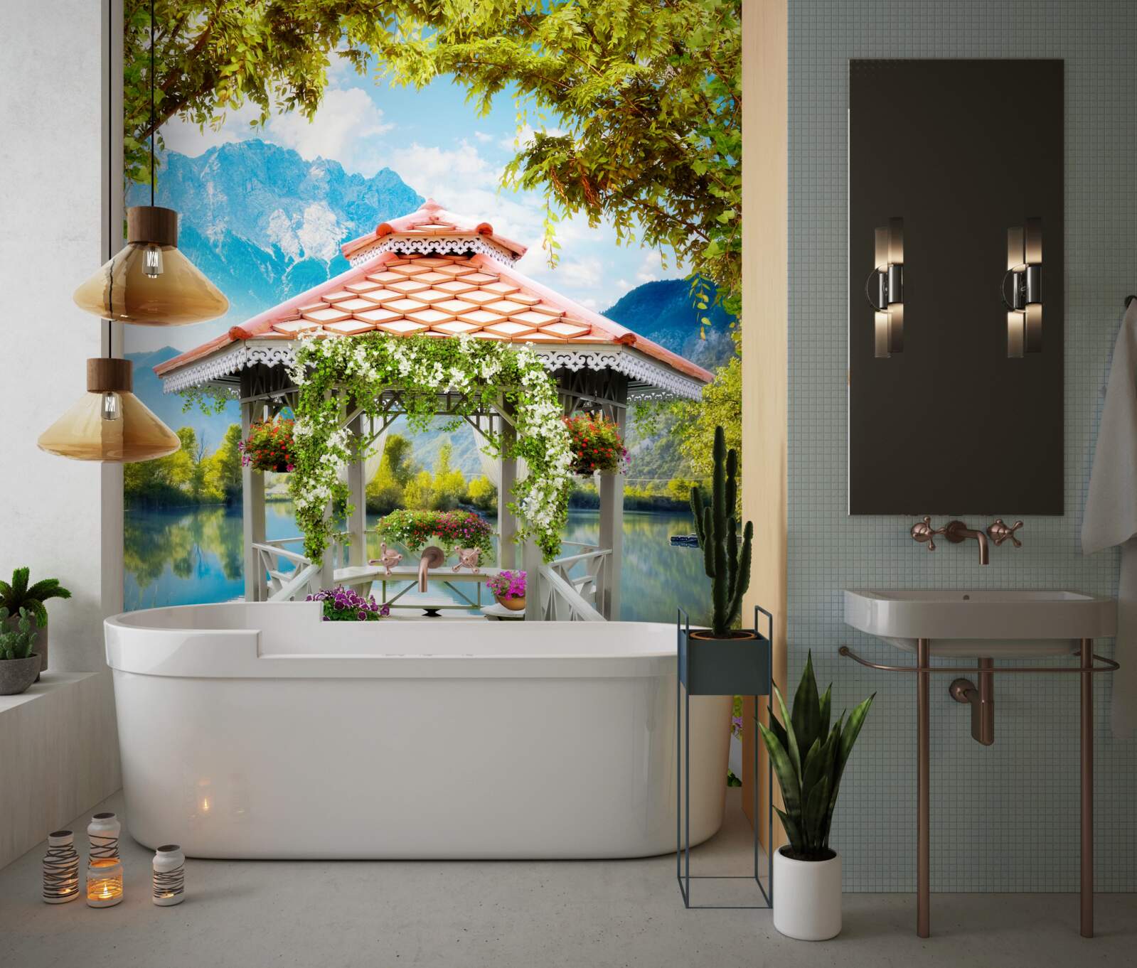 Papier peint transition vers le pavillon