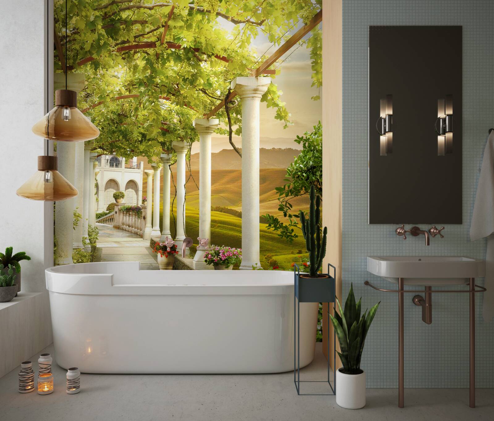 Papier peint les vignes s'enroulent autour des colonnes