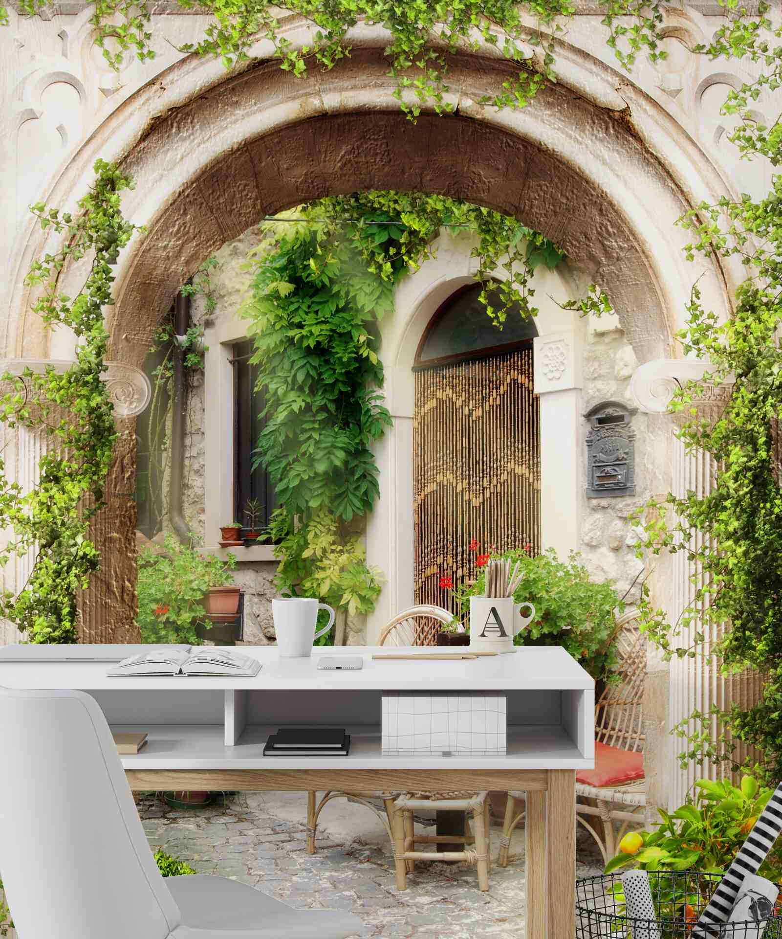 Papier peint ancienne cour dans la partie historique de la ville