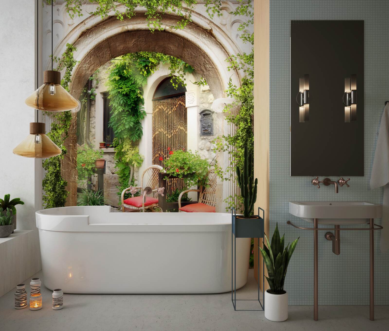 Papier peint ancienne cour dans la partie historique de la ville