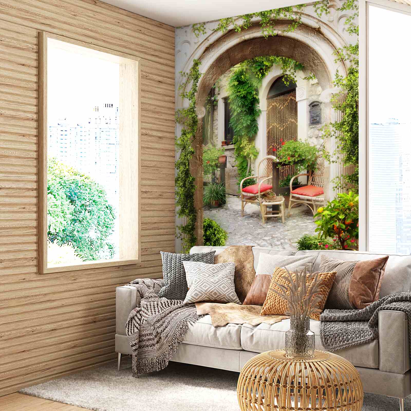 Papier peint ancienne cour dans la partie historique de la ville