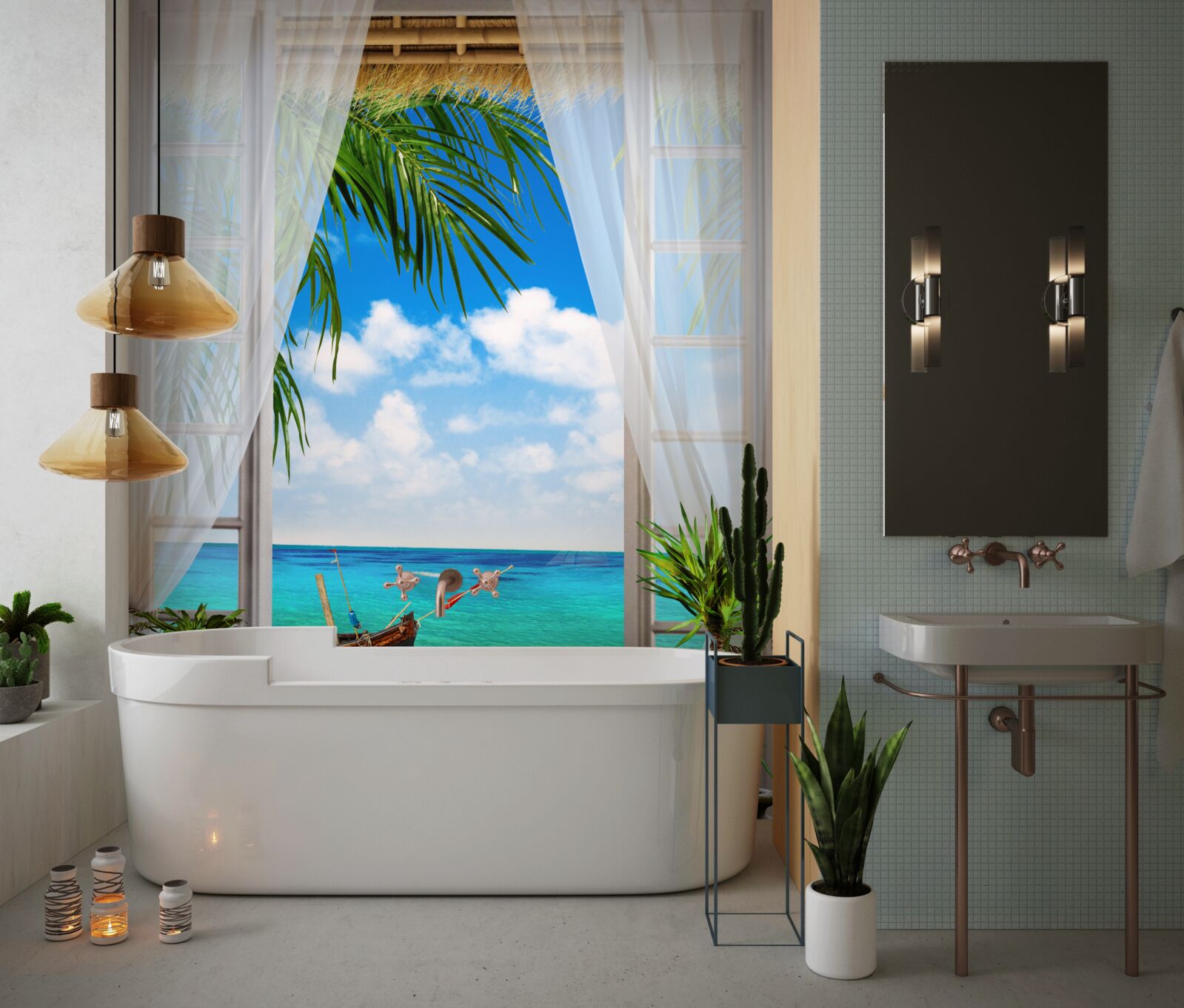 Papier peint accès à la mer et aux bateaux