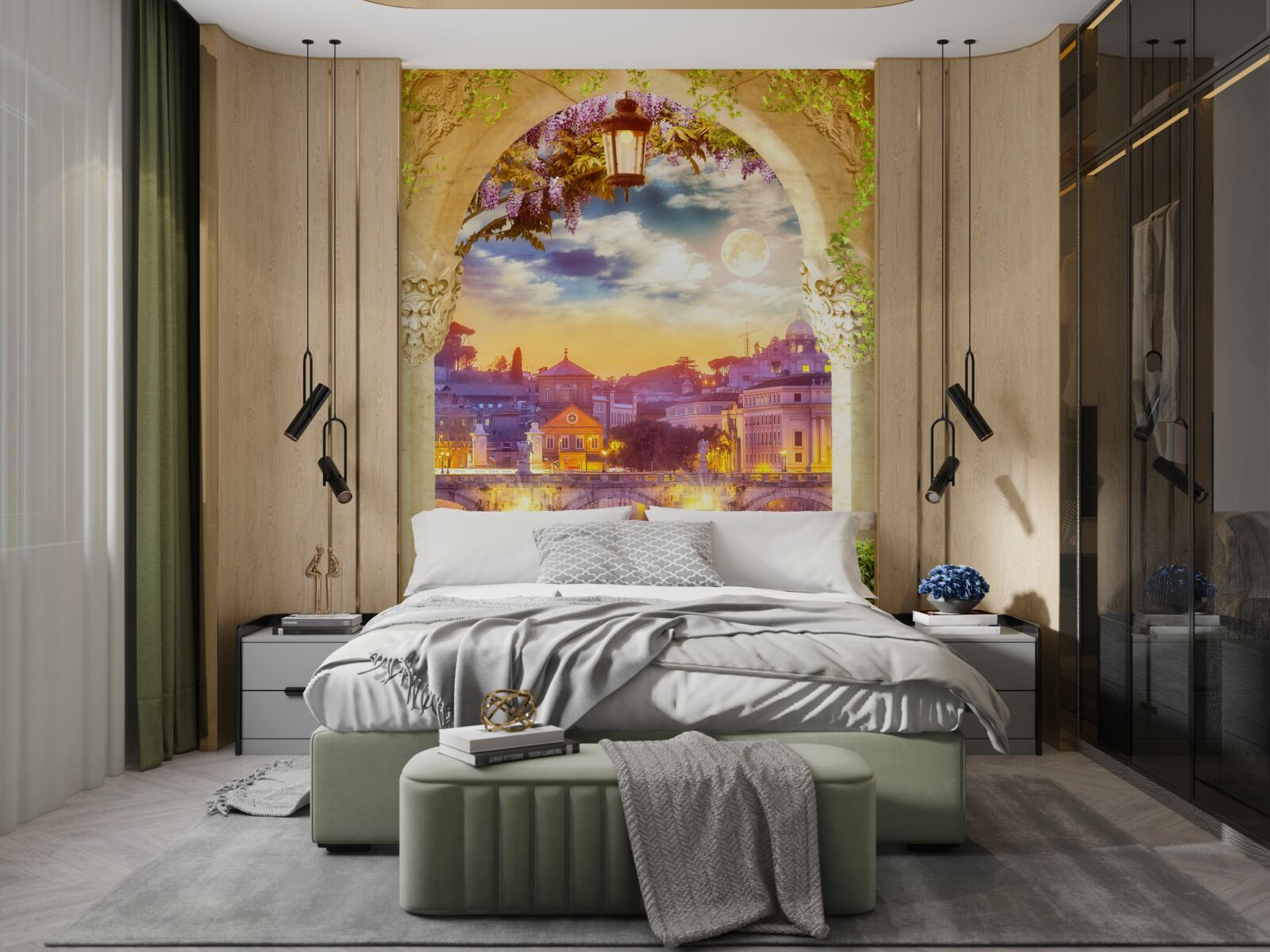 Papier peint loggia avec mobilier de salon