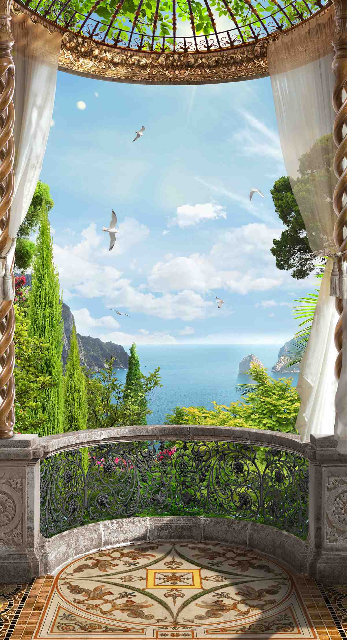 Papier peint la vue magnifique que l'on peut apprécier depuis le balcon