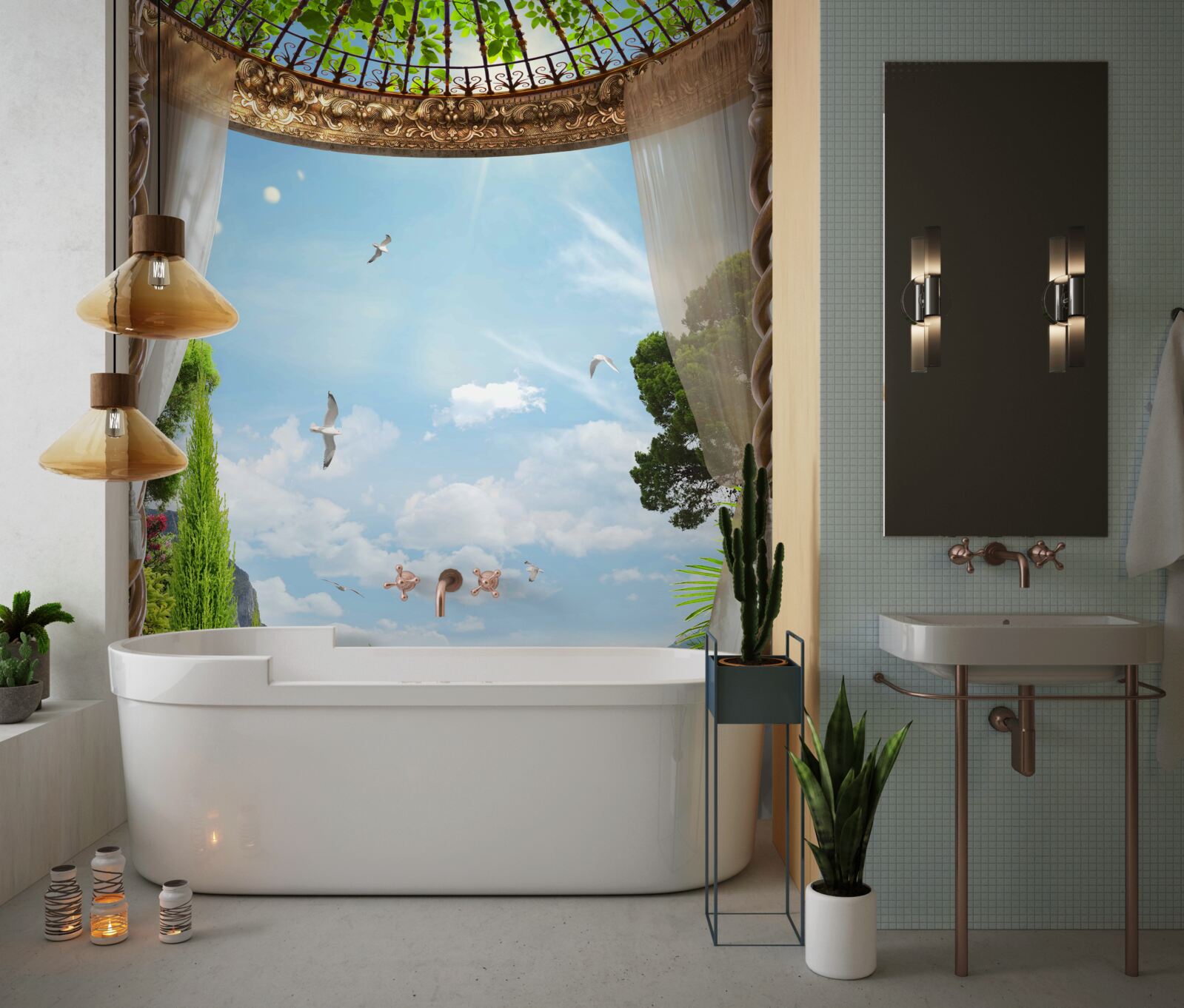 Papier peint la vue magnifique que l'on peut apprécier depuis le balcon