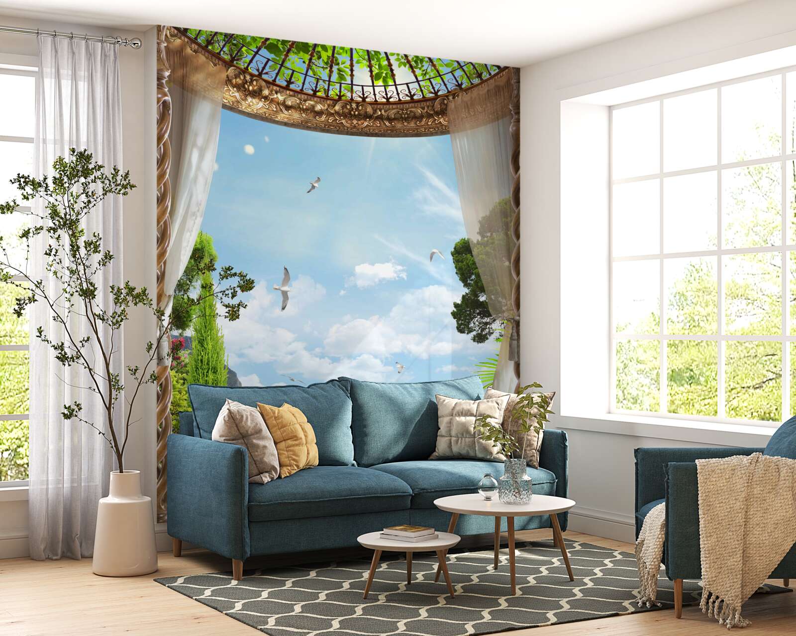 Papier peint la vue magnifique que l'on peut apprécier depuis le balcon