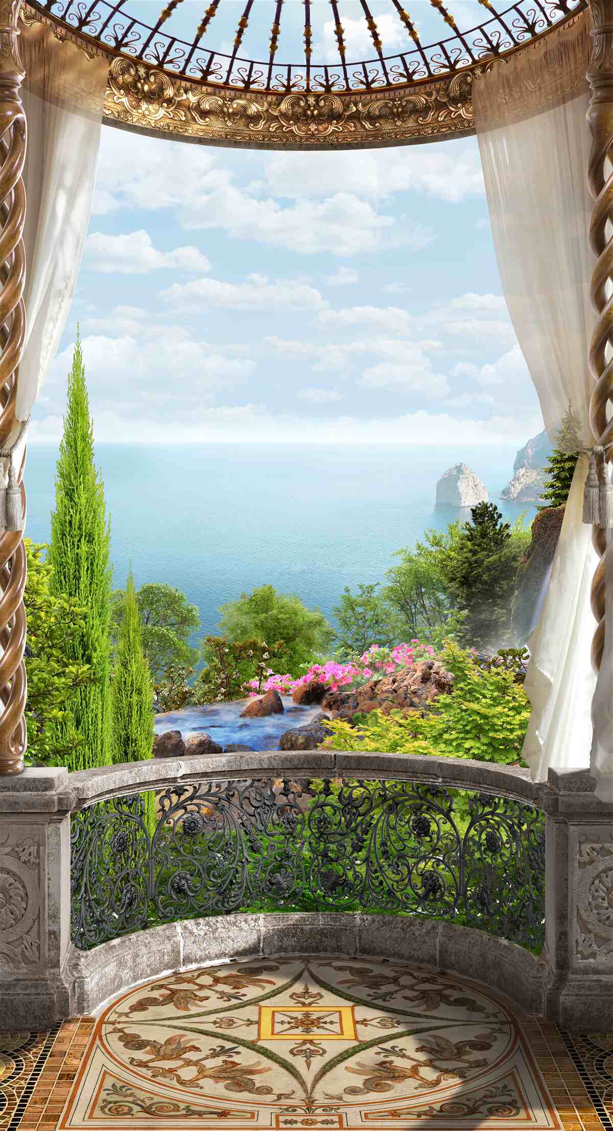 Papier peint balcon avec vue magnifique