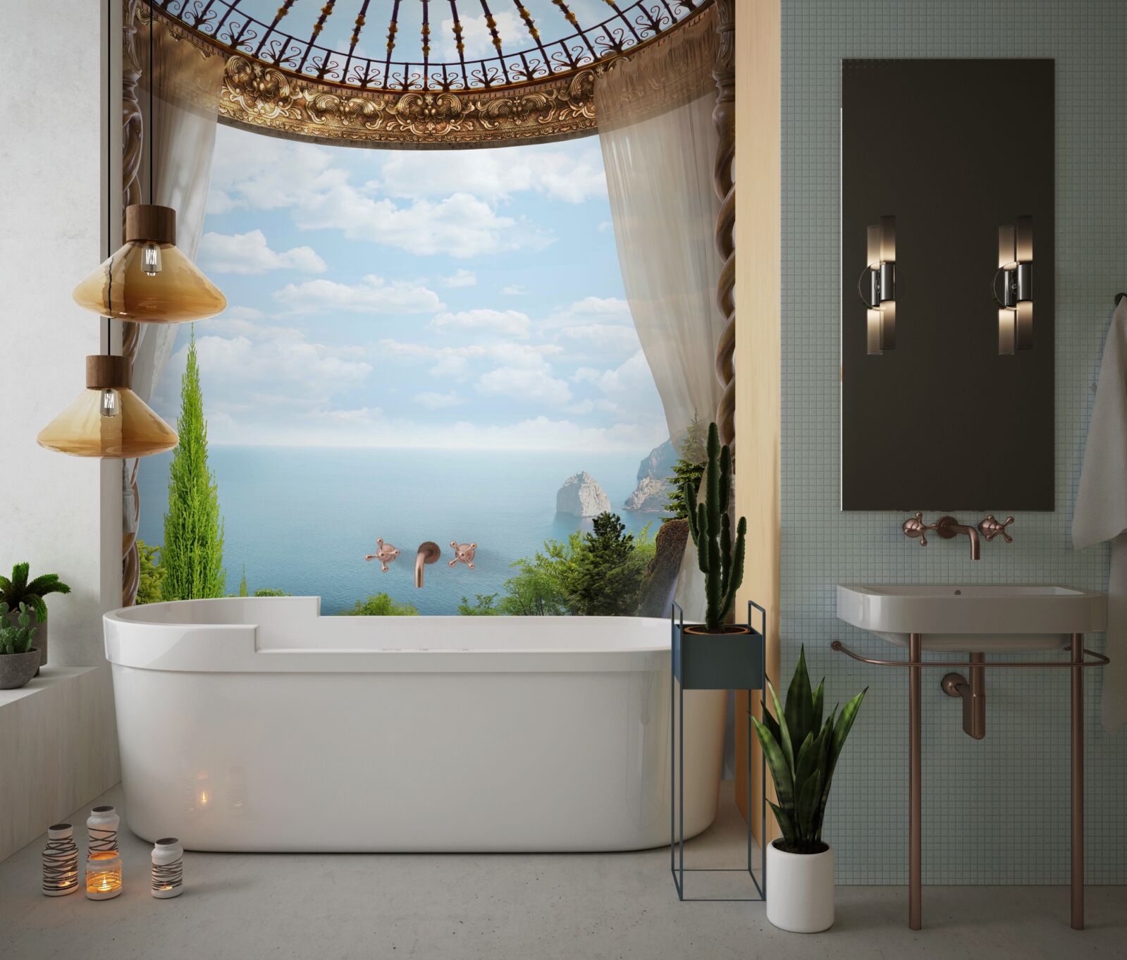 Papier peint balcon avec vue magnifique