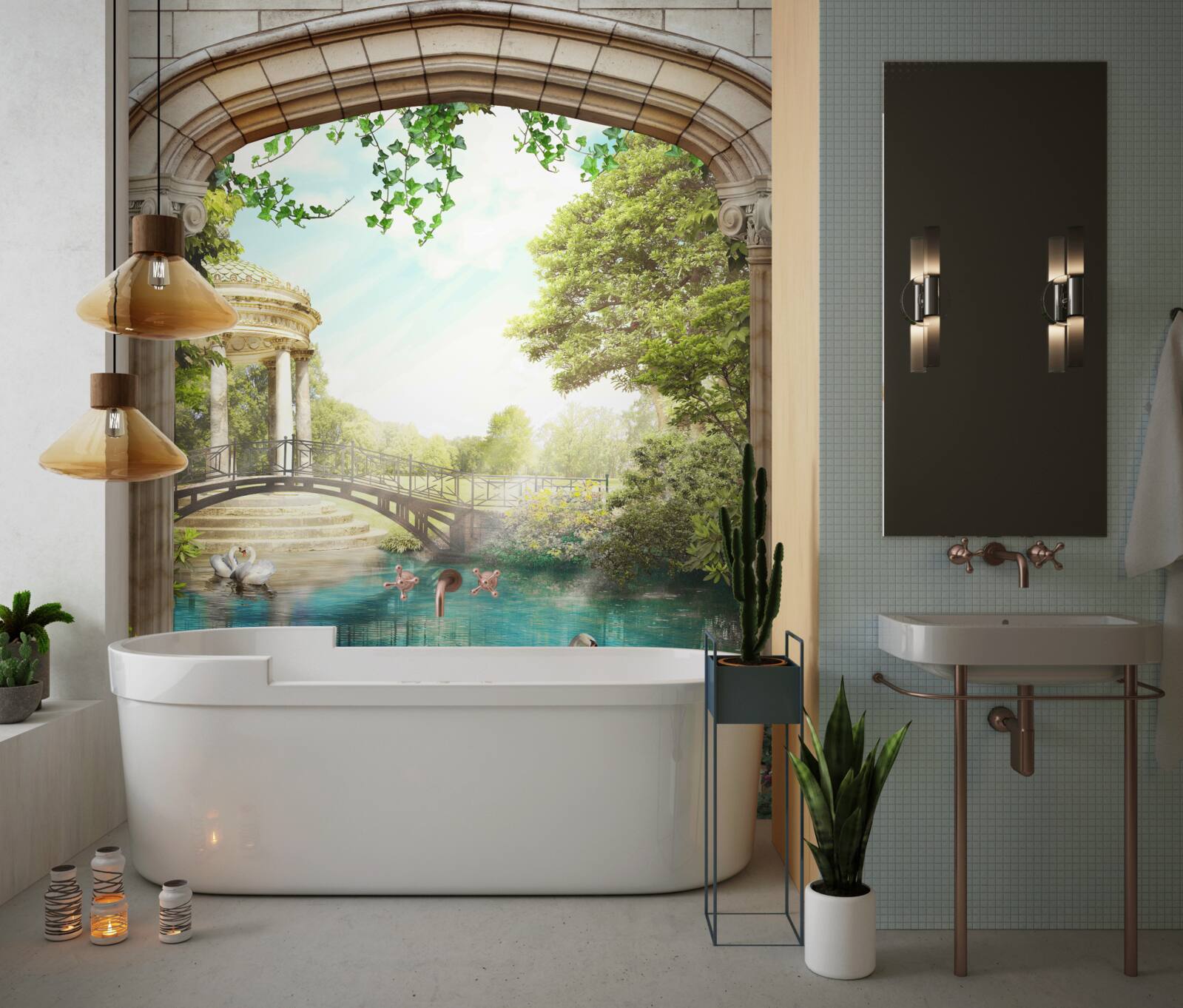 Papier peint Pavillon du Lac des Cygnes