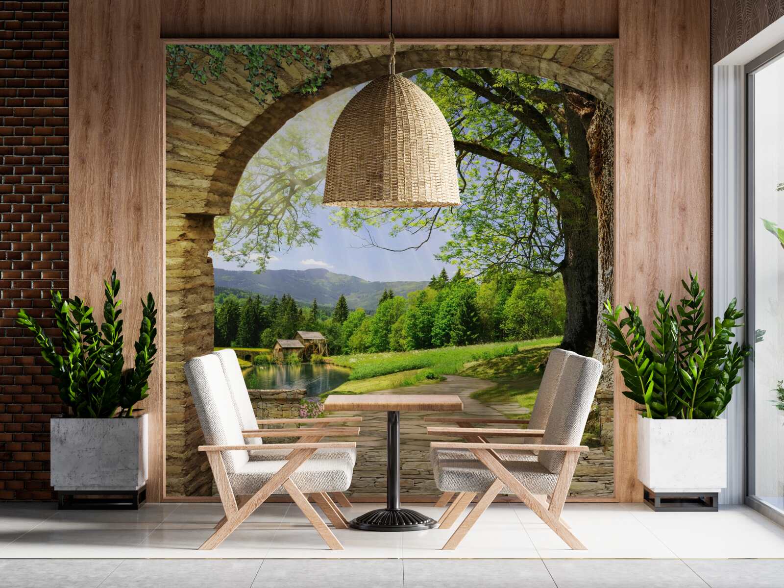 Papier peint sortie de l'arche vers la forêt