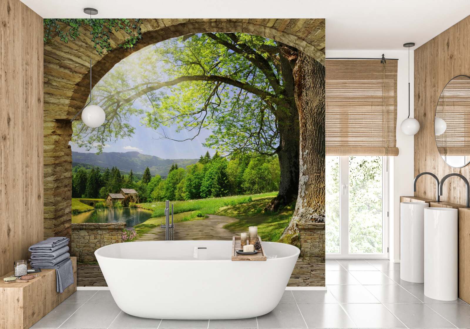 Papier peint sortie de l'arche vers la forêt