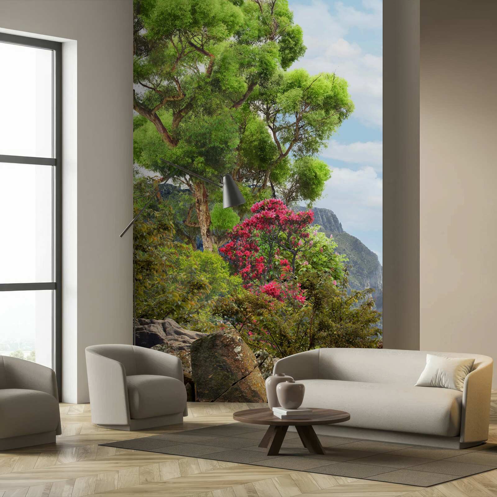 Papier peint herbe et ruisseau de montagne