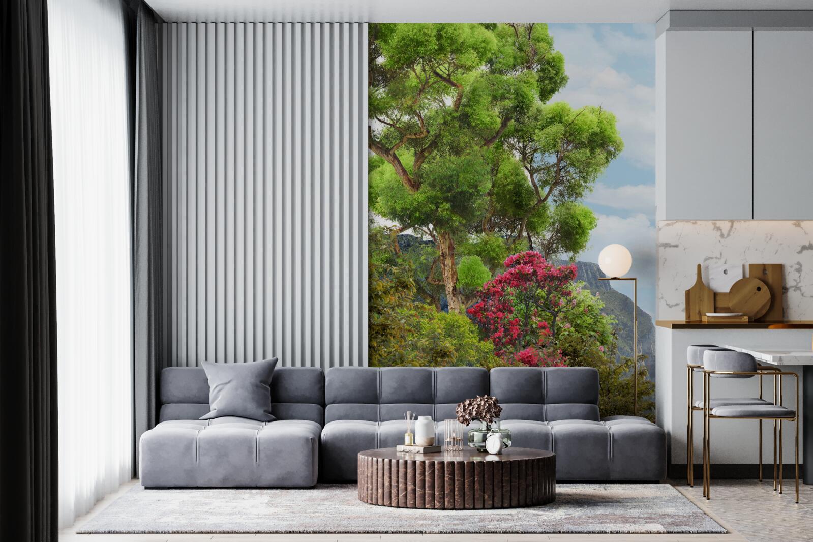 Papier peint herbe et ruisseau de montagne