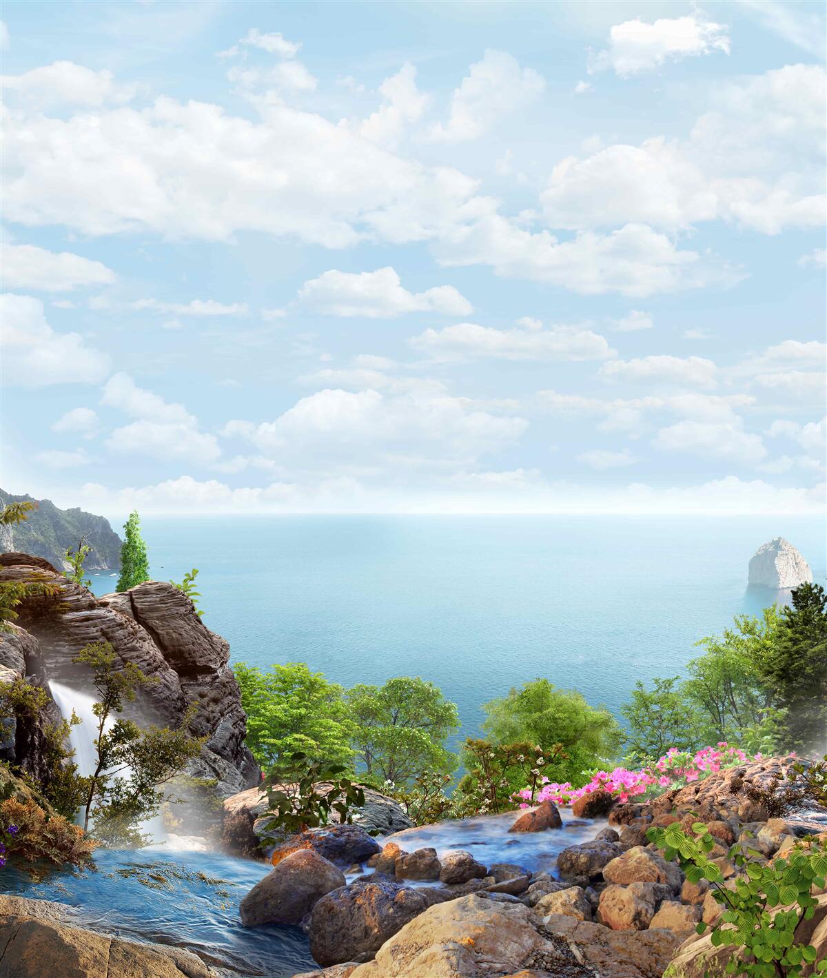 Papier peint cascade au bord de la falaise