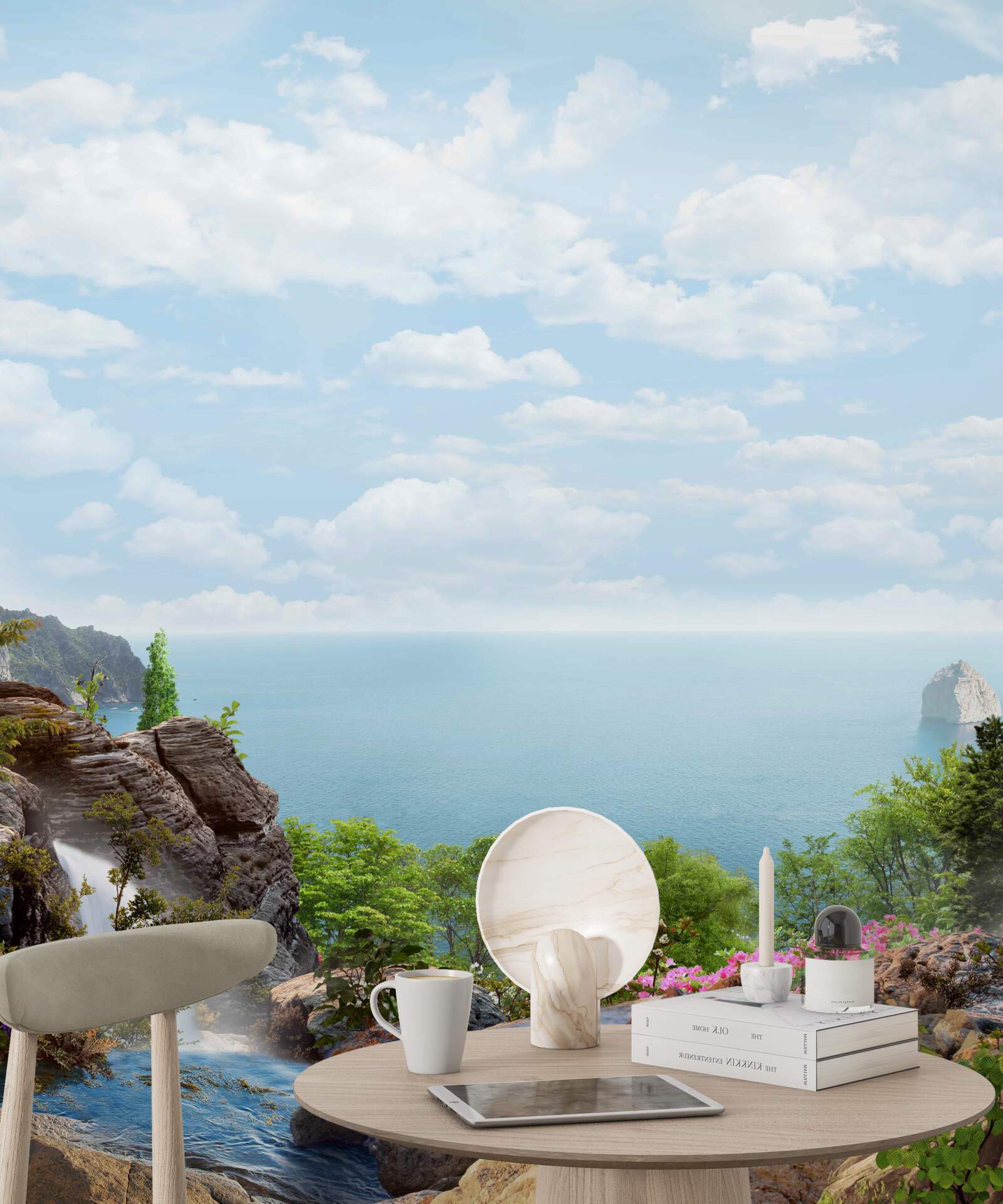 Papier peint cascade au bord de la falaise