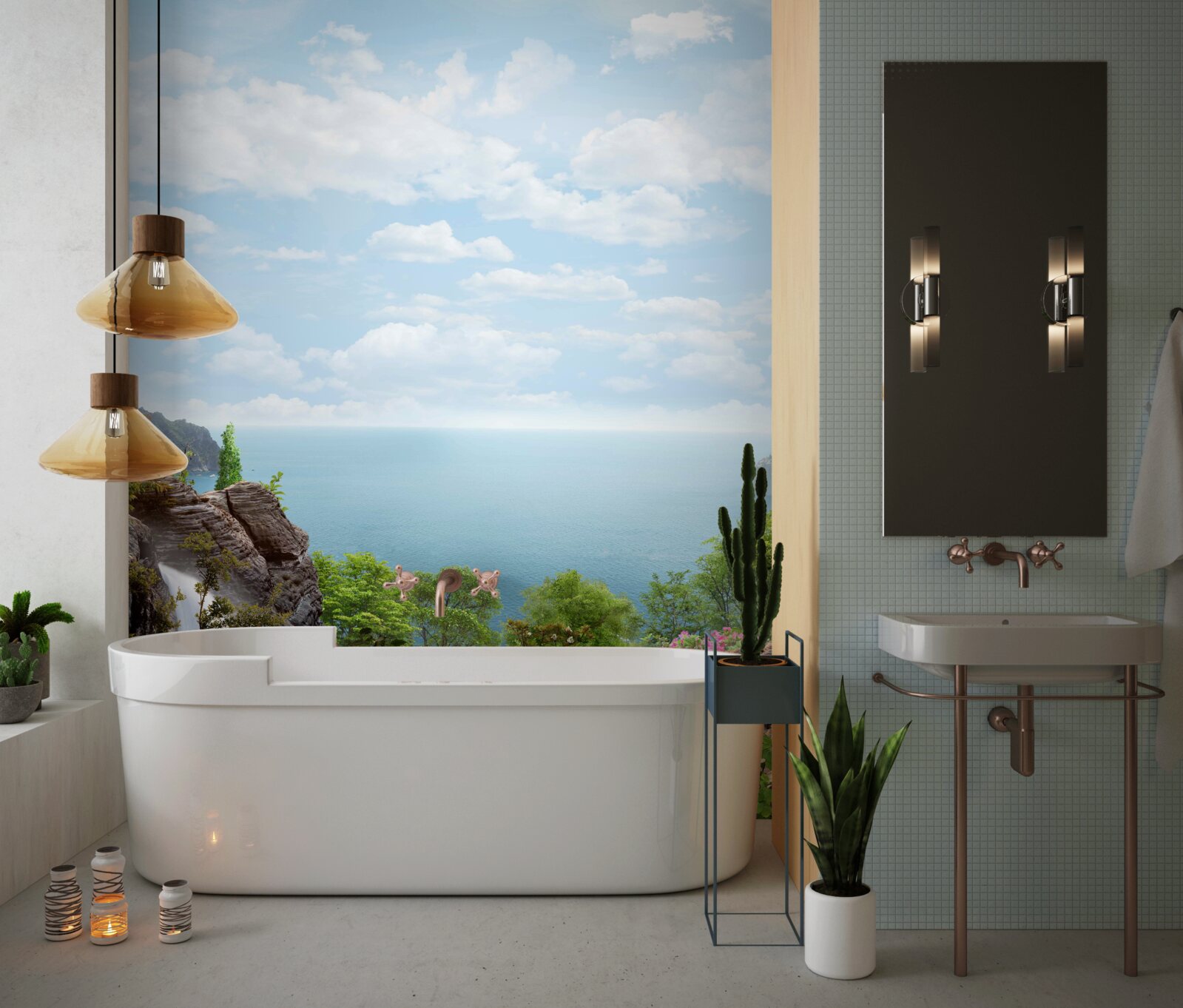 Papier peint cascade au bord de la falaise