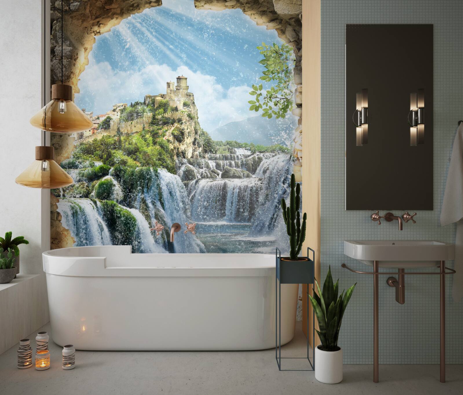 Papier peint panorama de grandes chutes d'eau