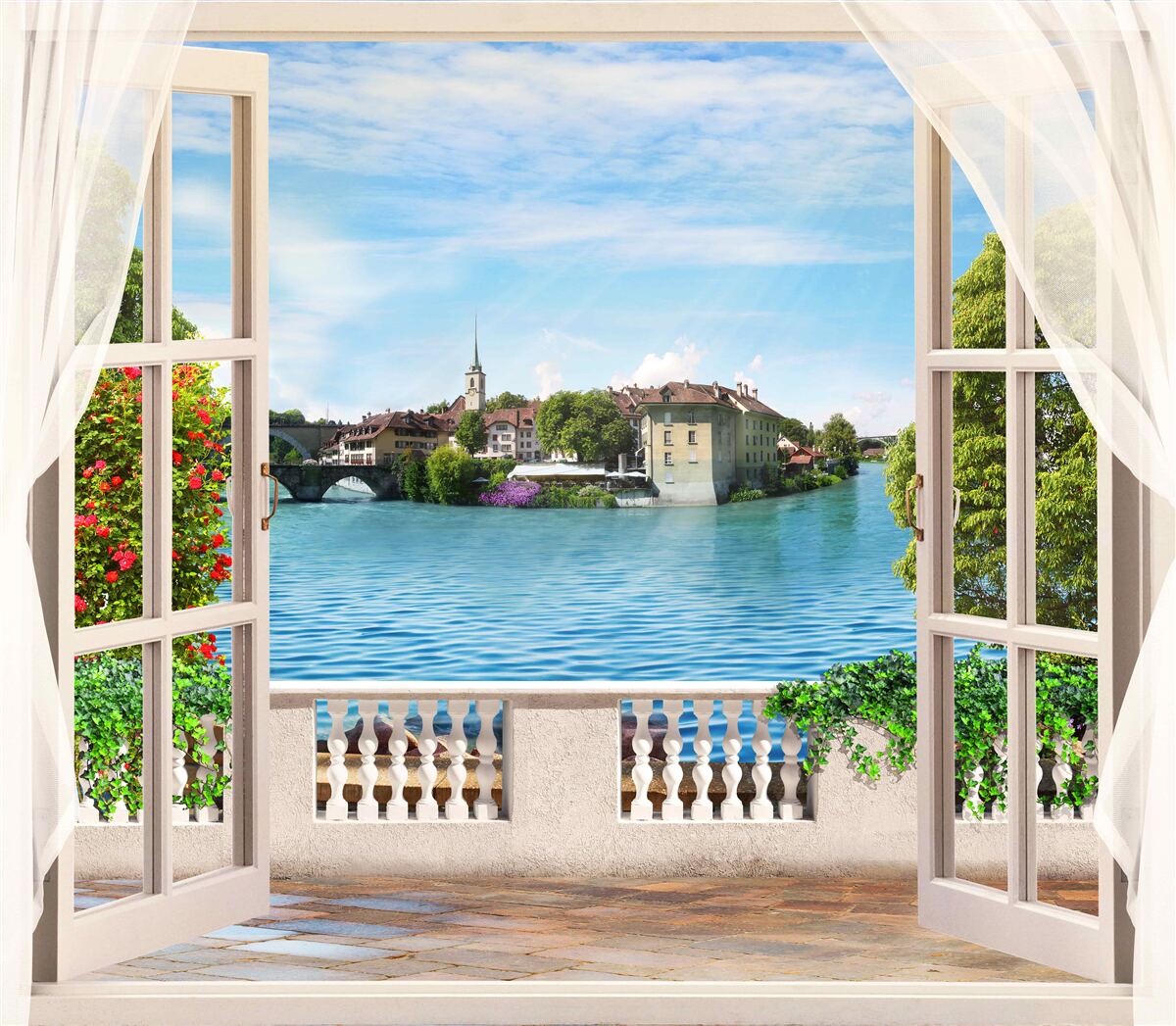 Papier peint paysage de mer bleue et calme