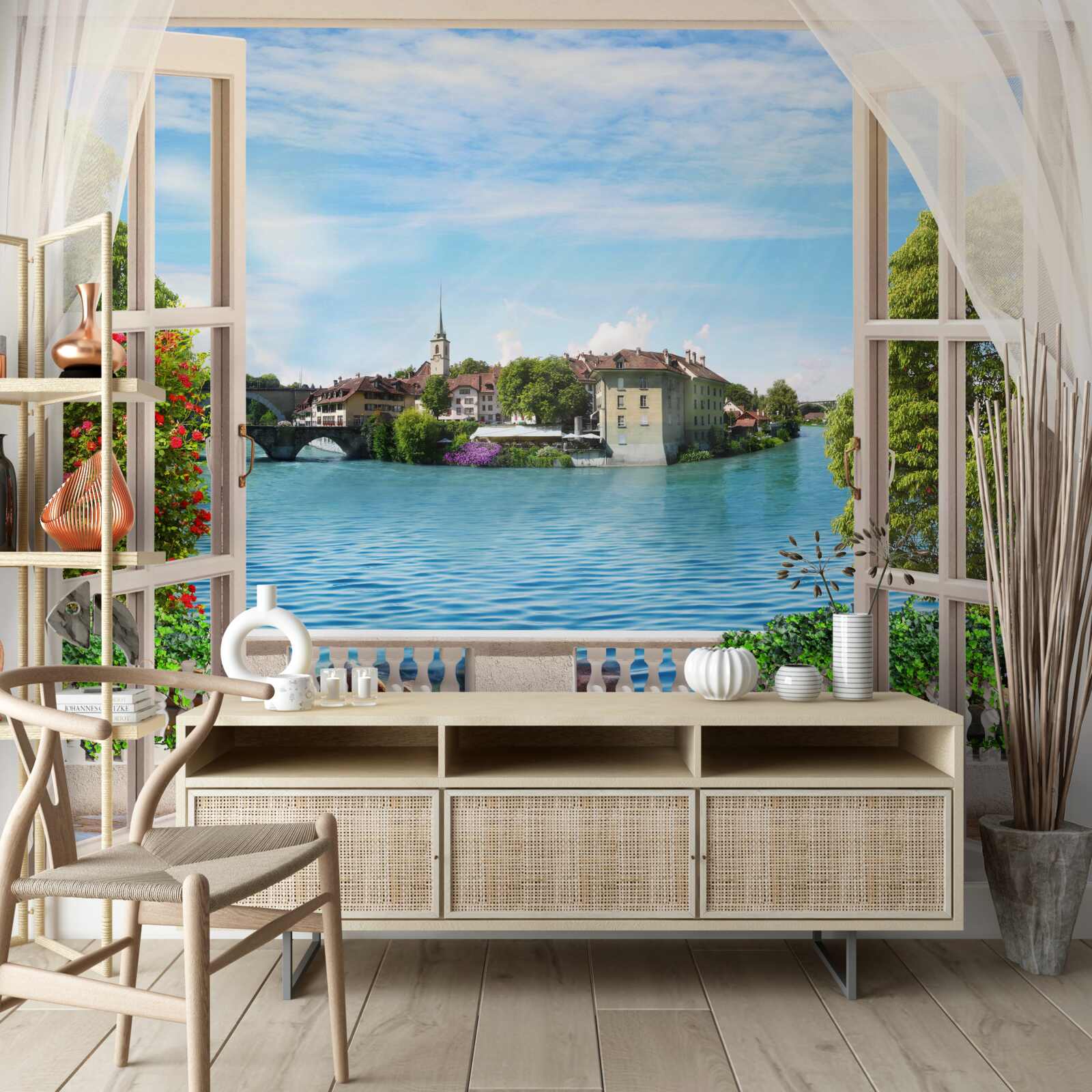 Papier peint paysage de mer bleue et calme