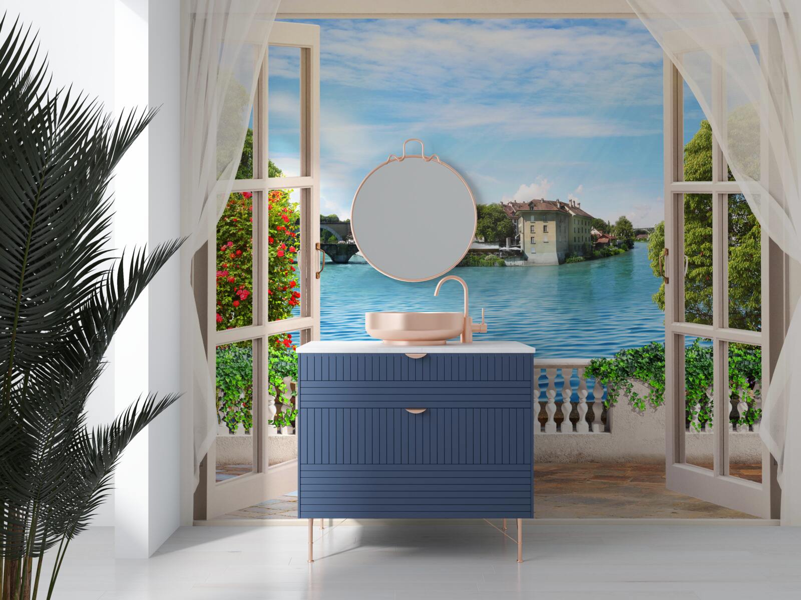 Papier peint paysage de mer bleue et calme