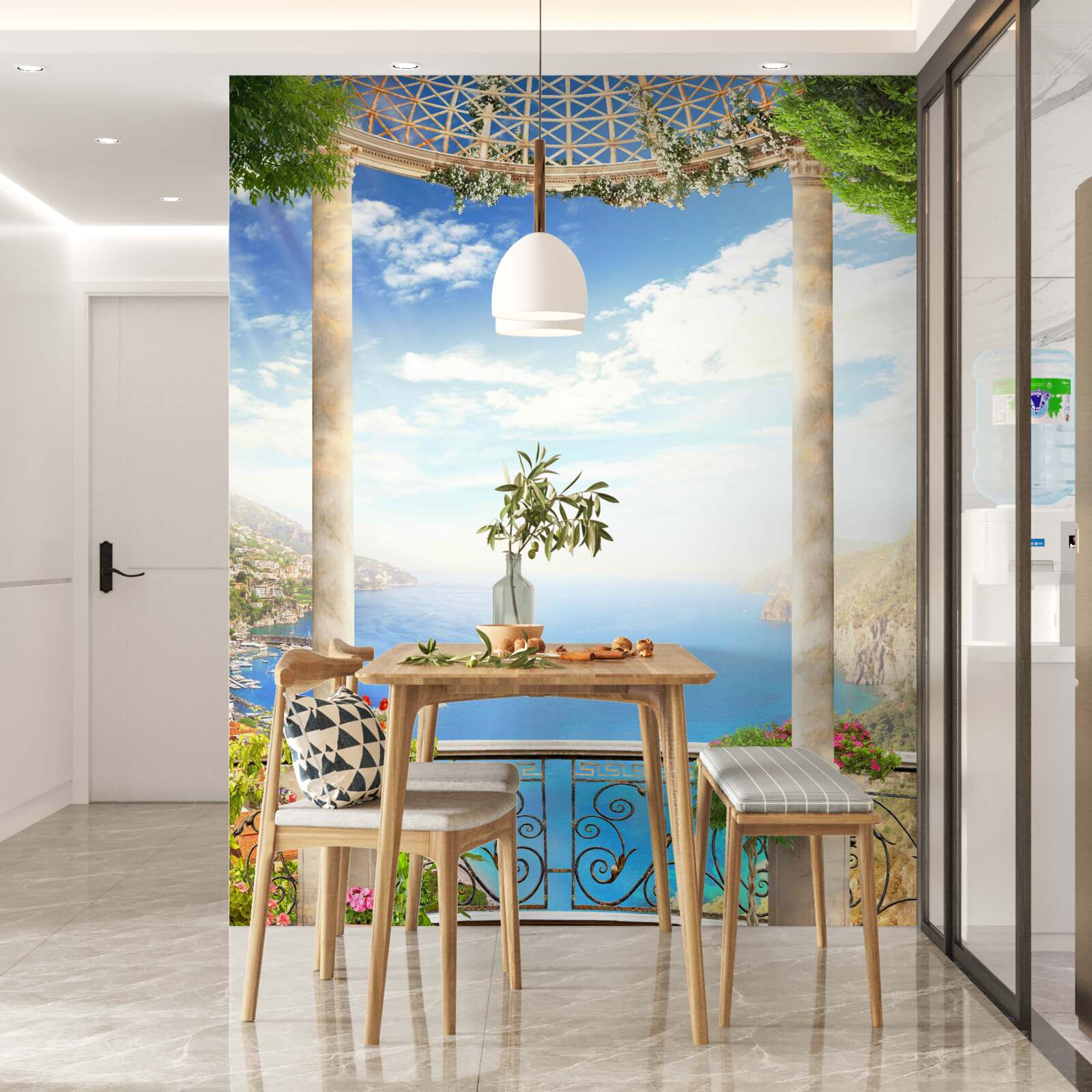 Papier peint plate-forme avec vue sur la mer