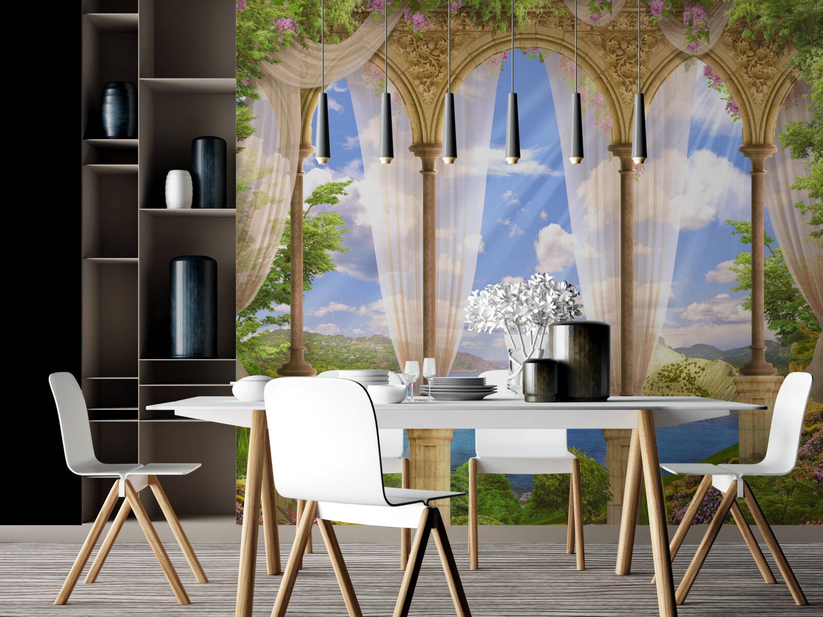 Papier peint la surface de la mer s'ouvre depuis la terrasse