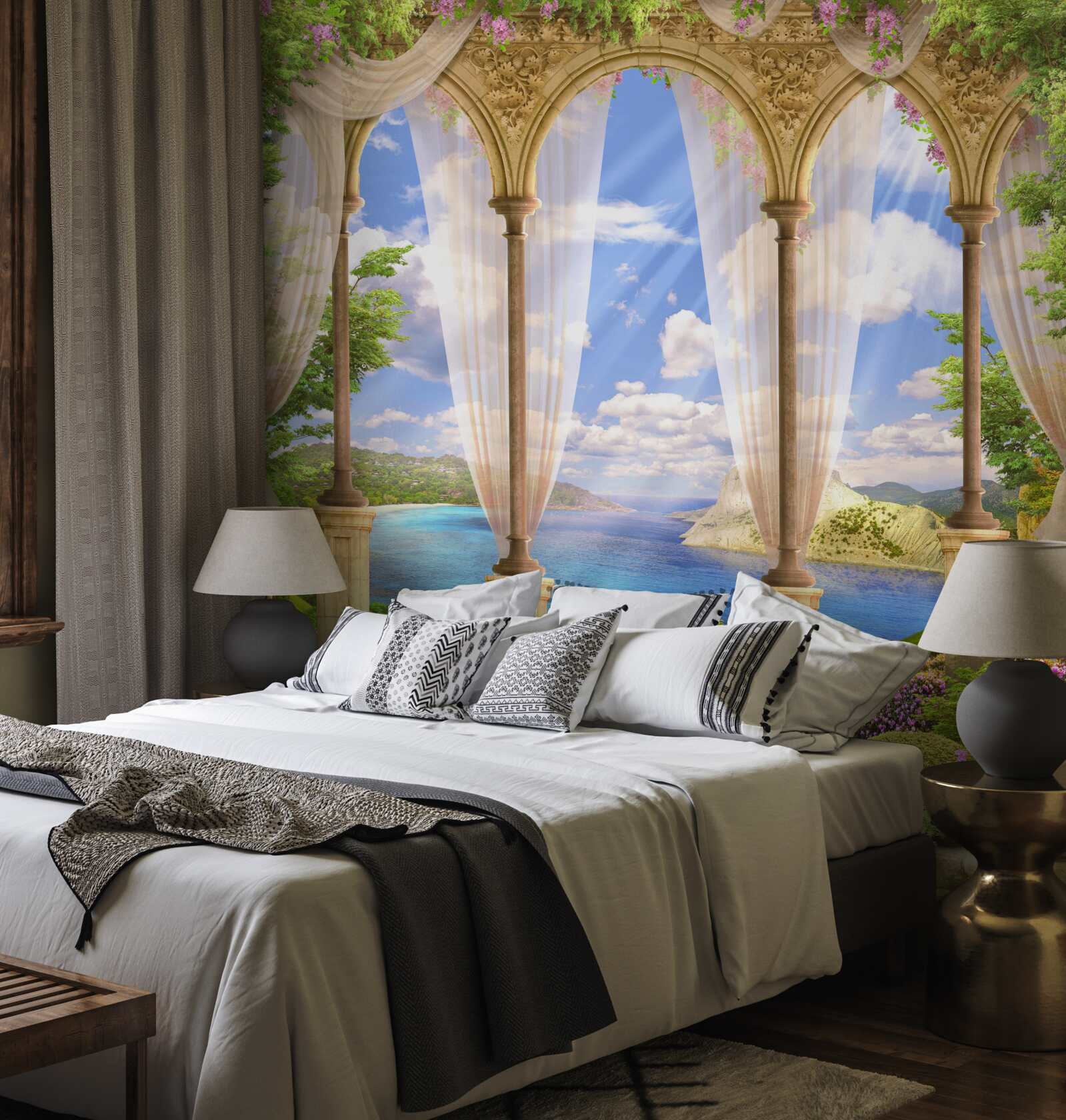 Papier peint la surface de la mer s'ouvre depuis la terrasse