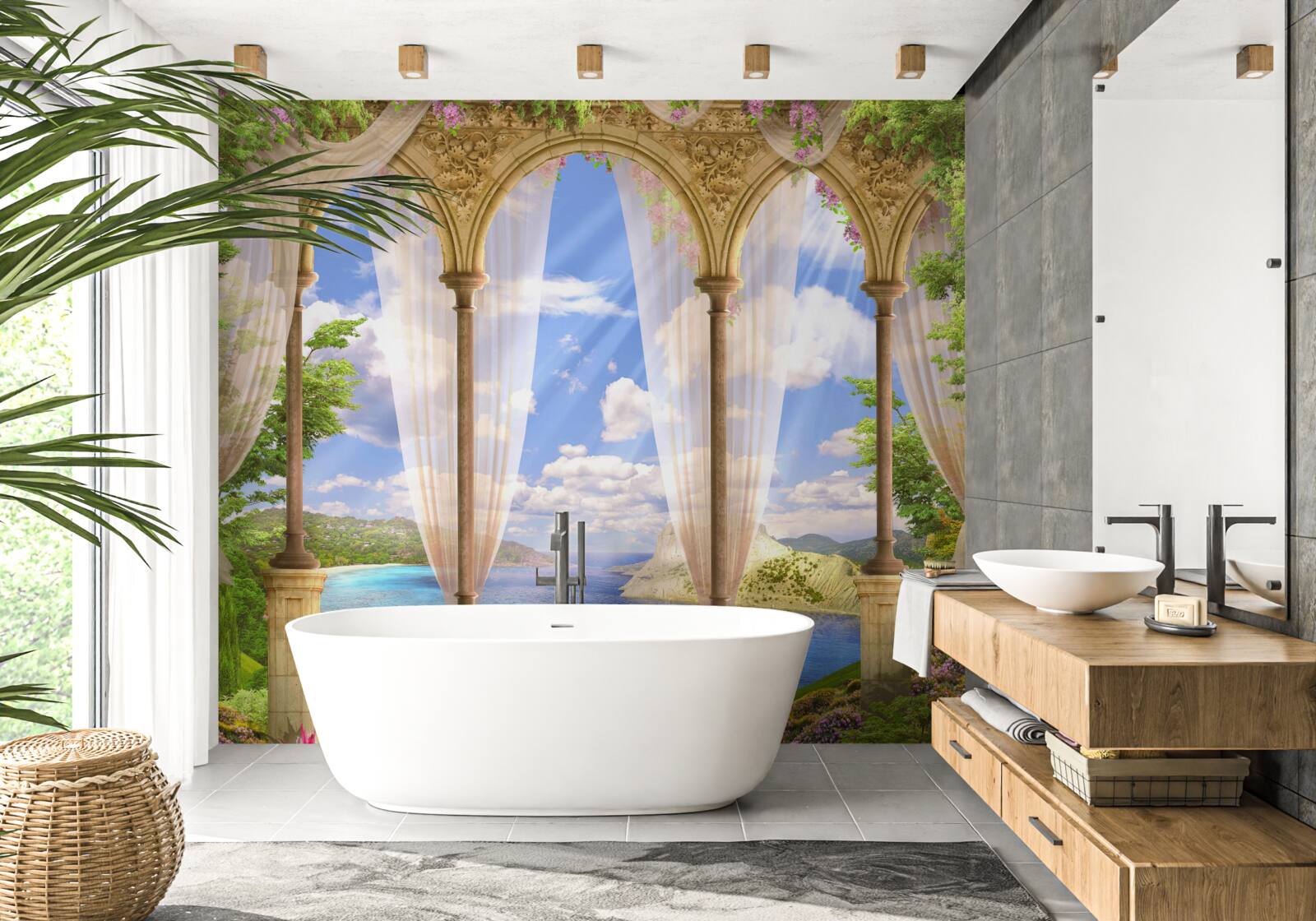 Papier peint la surface de la mer s'ouvre depuis la terrasse