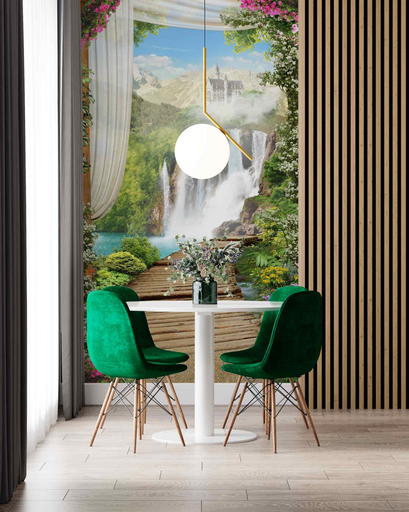 Papier peint chemin menant à la cascade