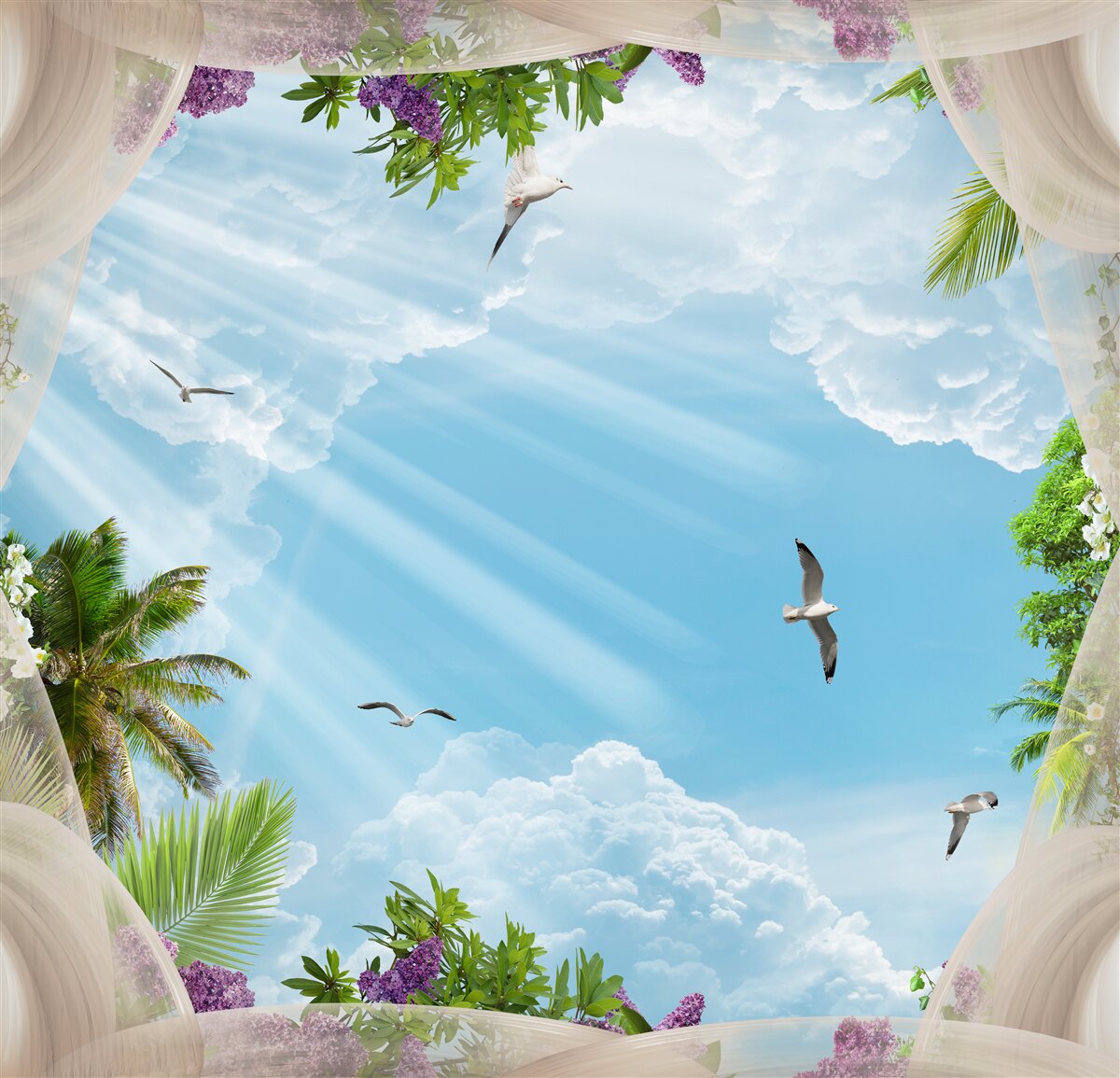 Papier peint les oiseaux et le ciel