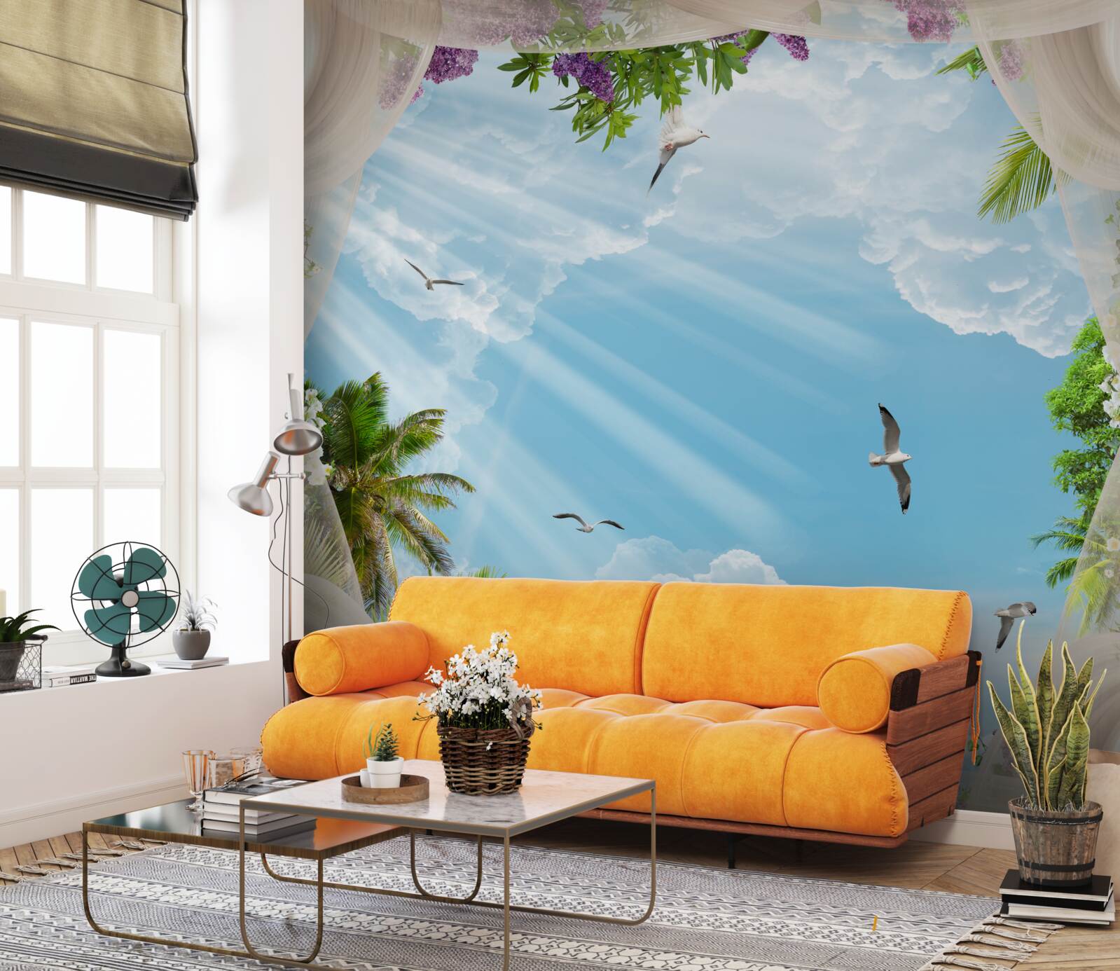 Papier peint les oiseaux et le ciel