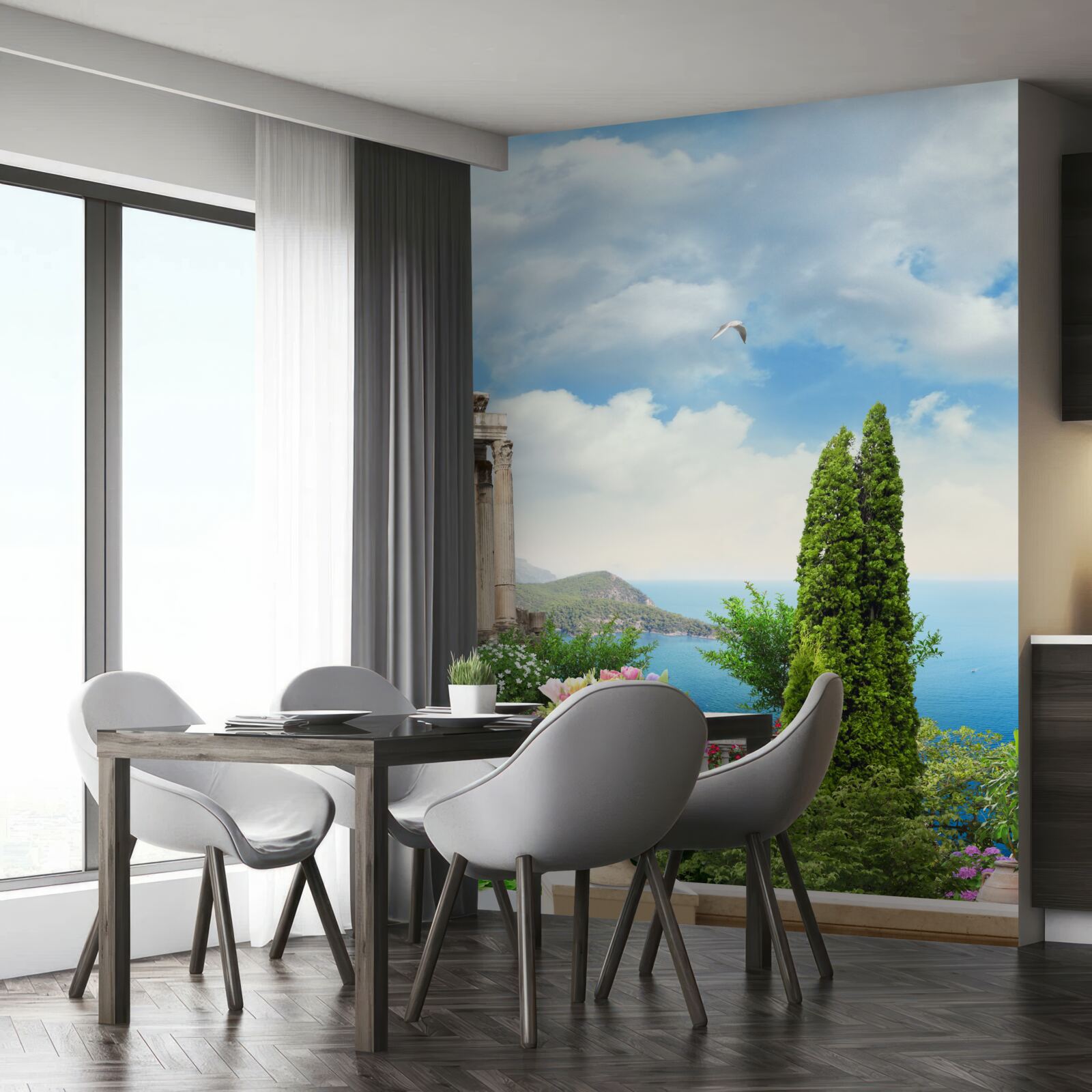 Papier peint vue sur le magnifique paysage depuis le balcon