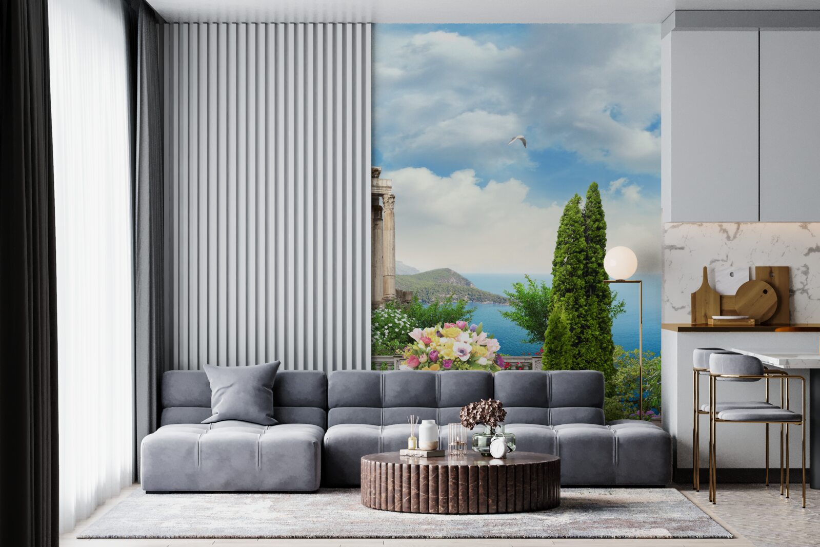 Papier peint vue sur le magnifique paysage depuis le balcon