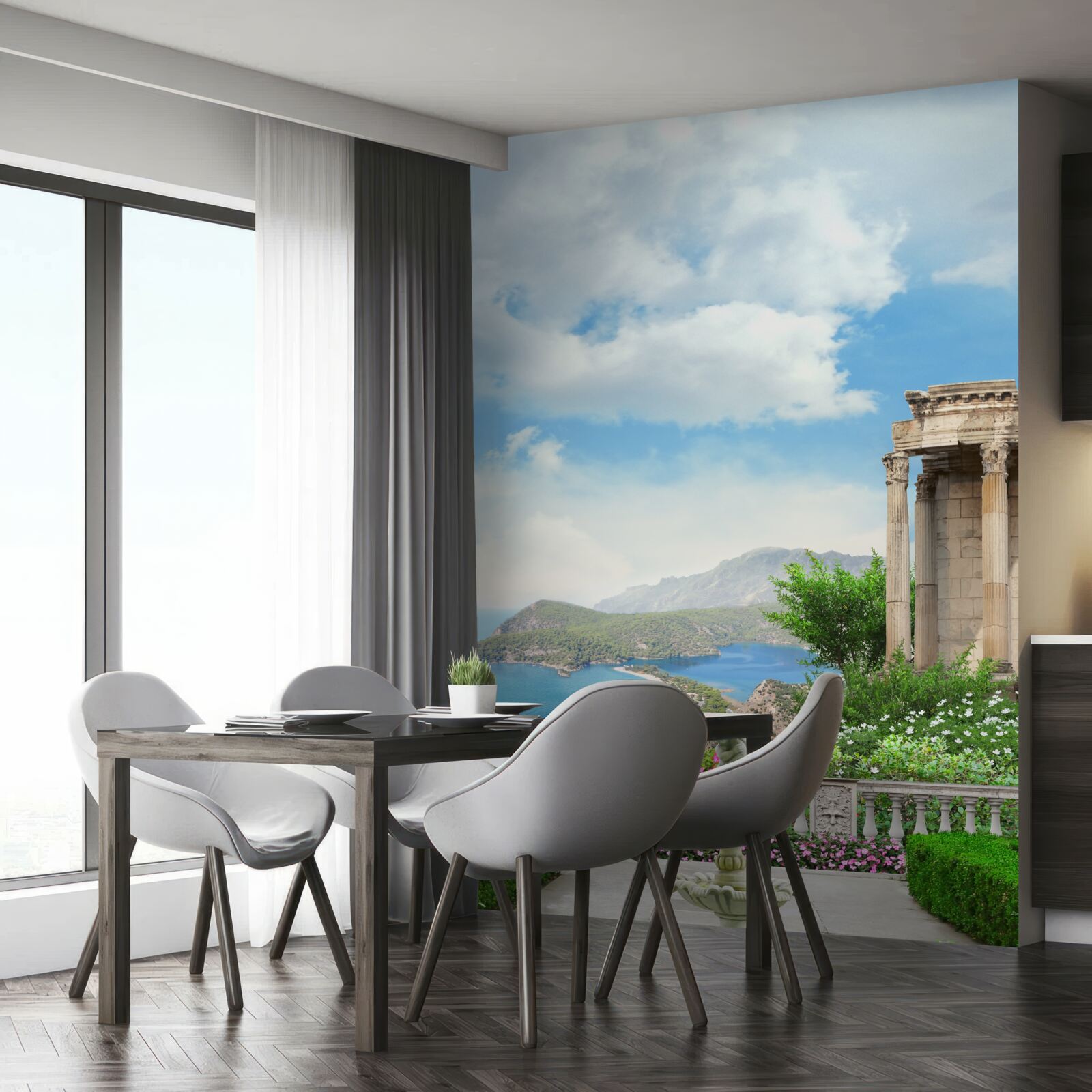 Papier peint un jeu d'eau dans le jardin