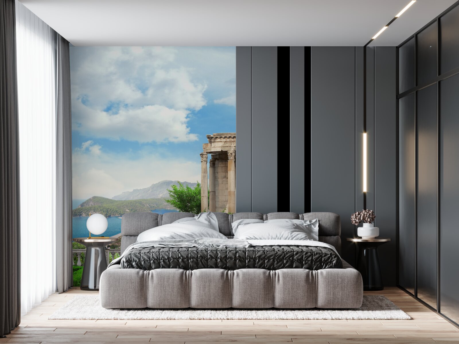 Papier peint un jeu d'eau dans le jardin